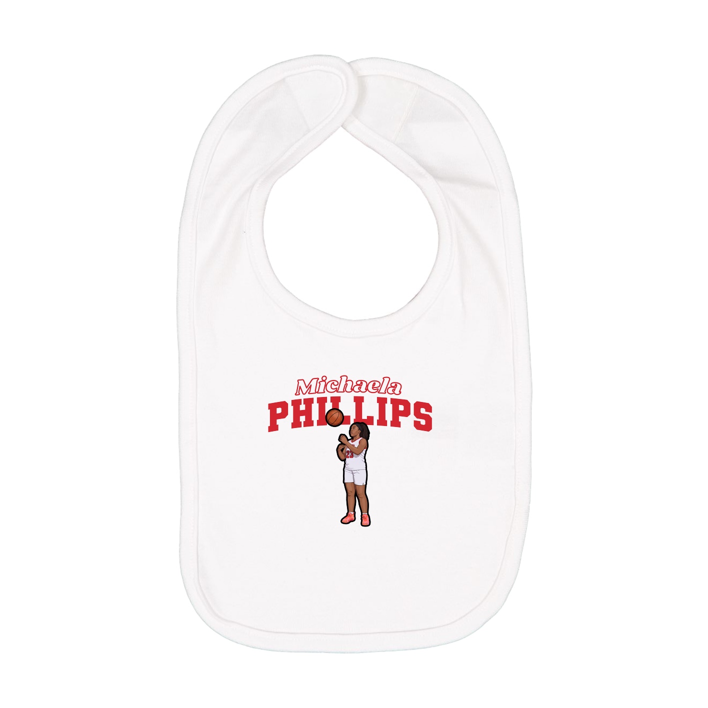 Infant Bib — Name Arch in White