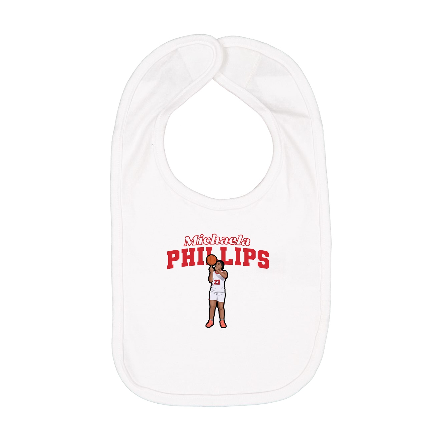 Infant Bib — Name Arch in White