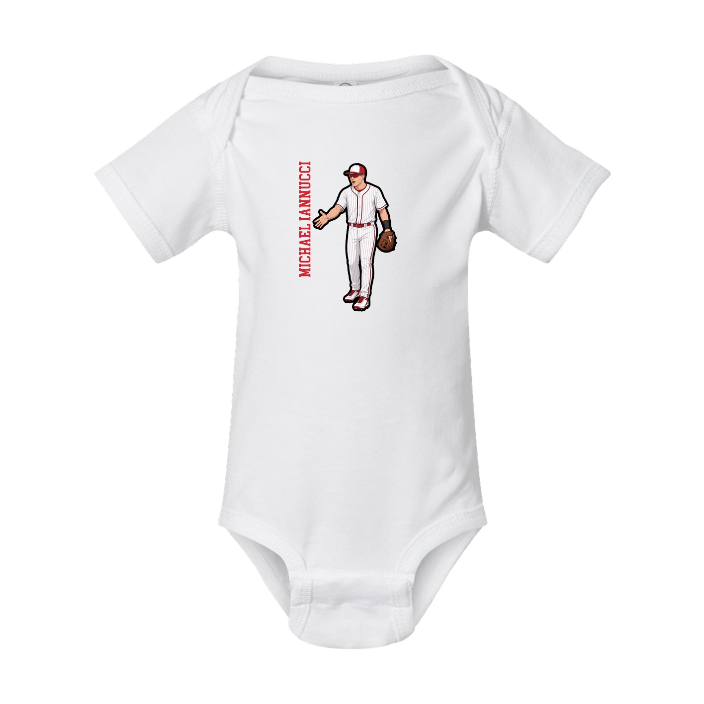 Baby Onesie — Name Vertical in White