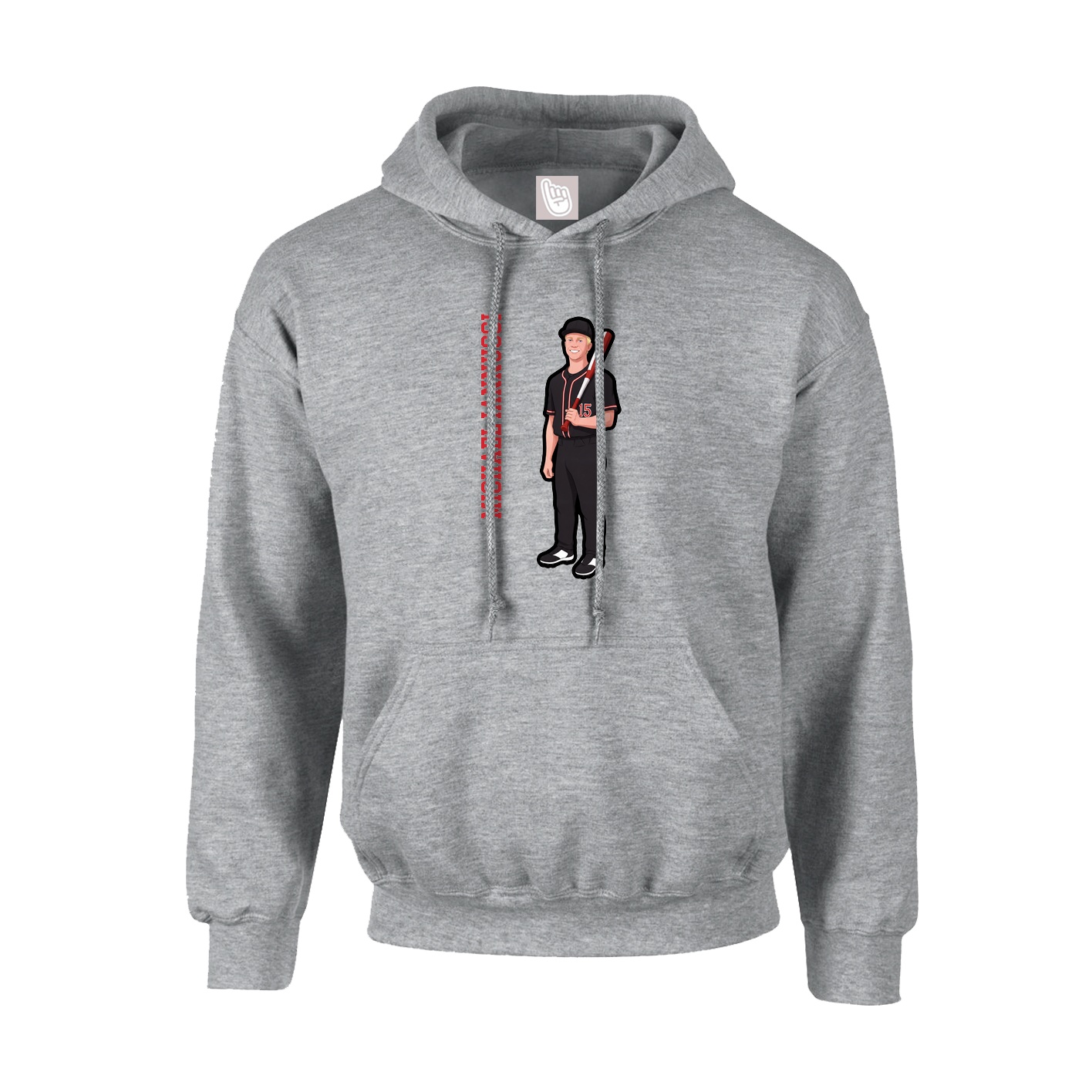 Youth Hoodie — Name Vertical in Grey