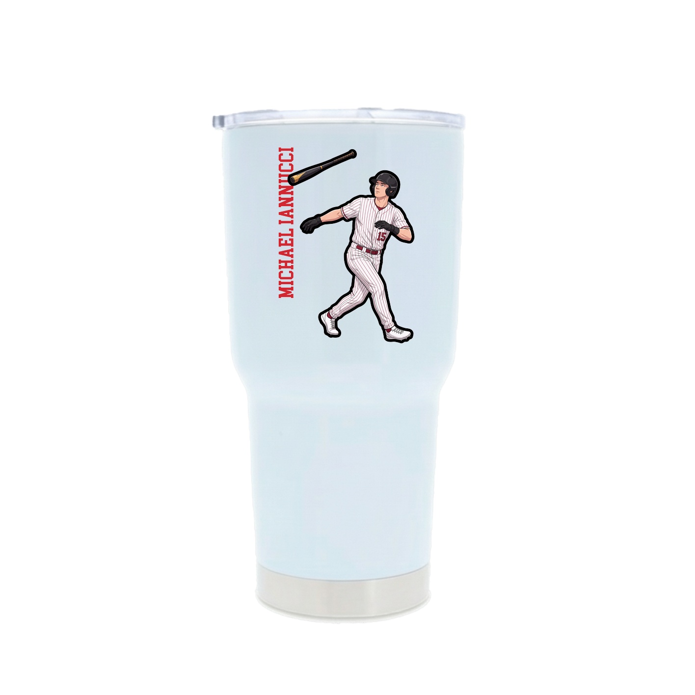 30oz Stainless Steel Tumbler — Name Vertical in White
