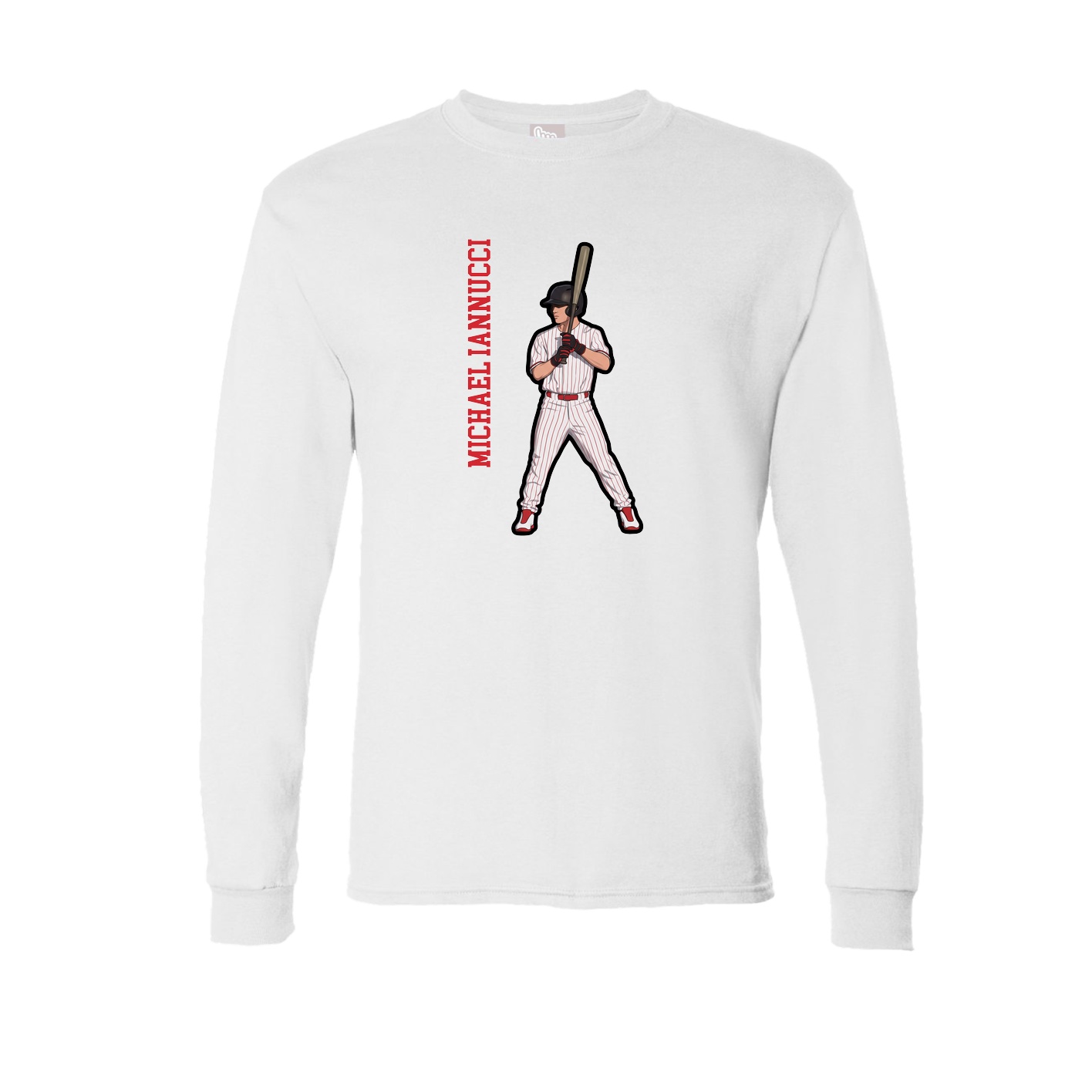 Long Sleeve Tee — Name Vertical in White