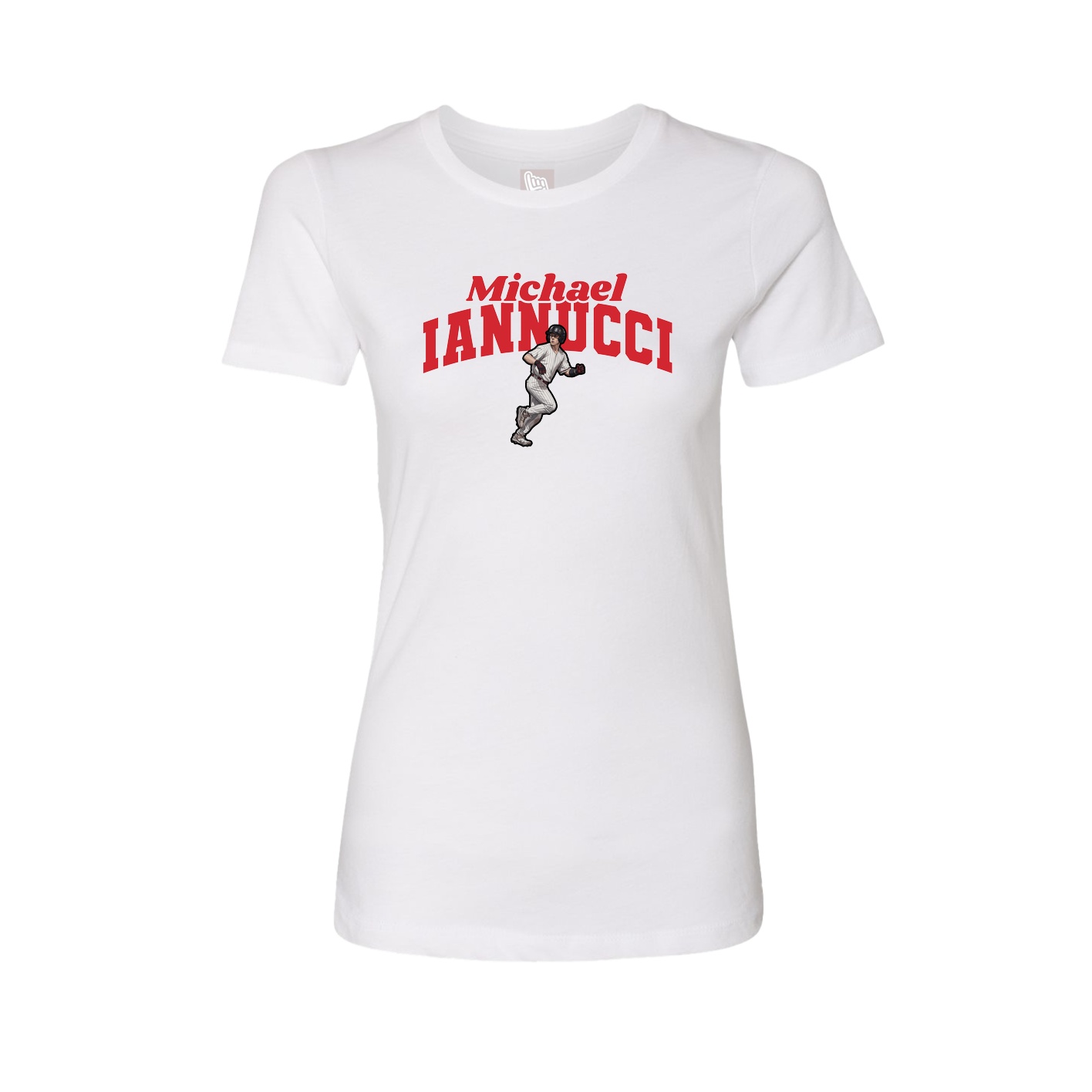 Fitted Women's Tee — Signature Arch in White