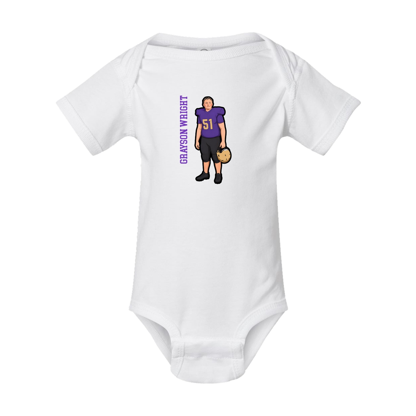 Baby Onesie — Name Vertical in White