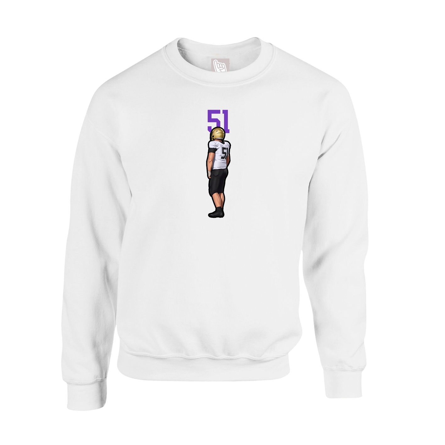 Fleece Crew — Number Top in White