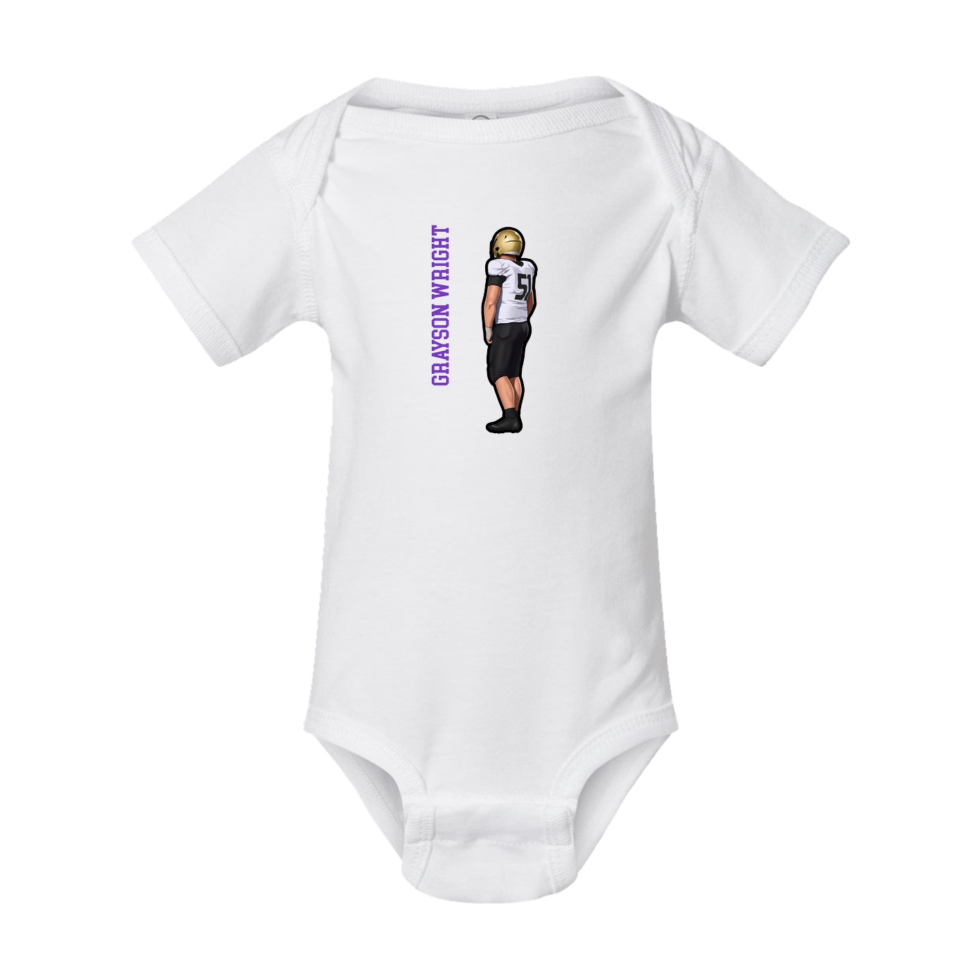 Baby Onesie — Name Vertical in White