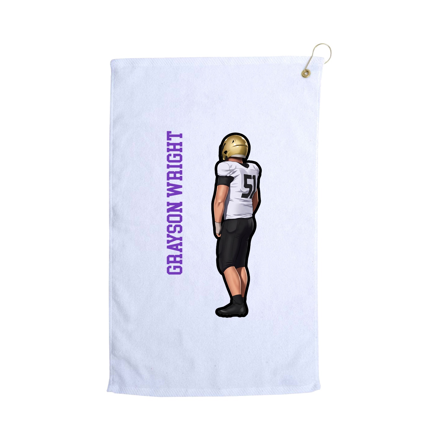 Golf Towel — Name Vertical in White