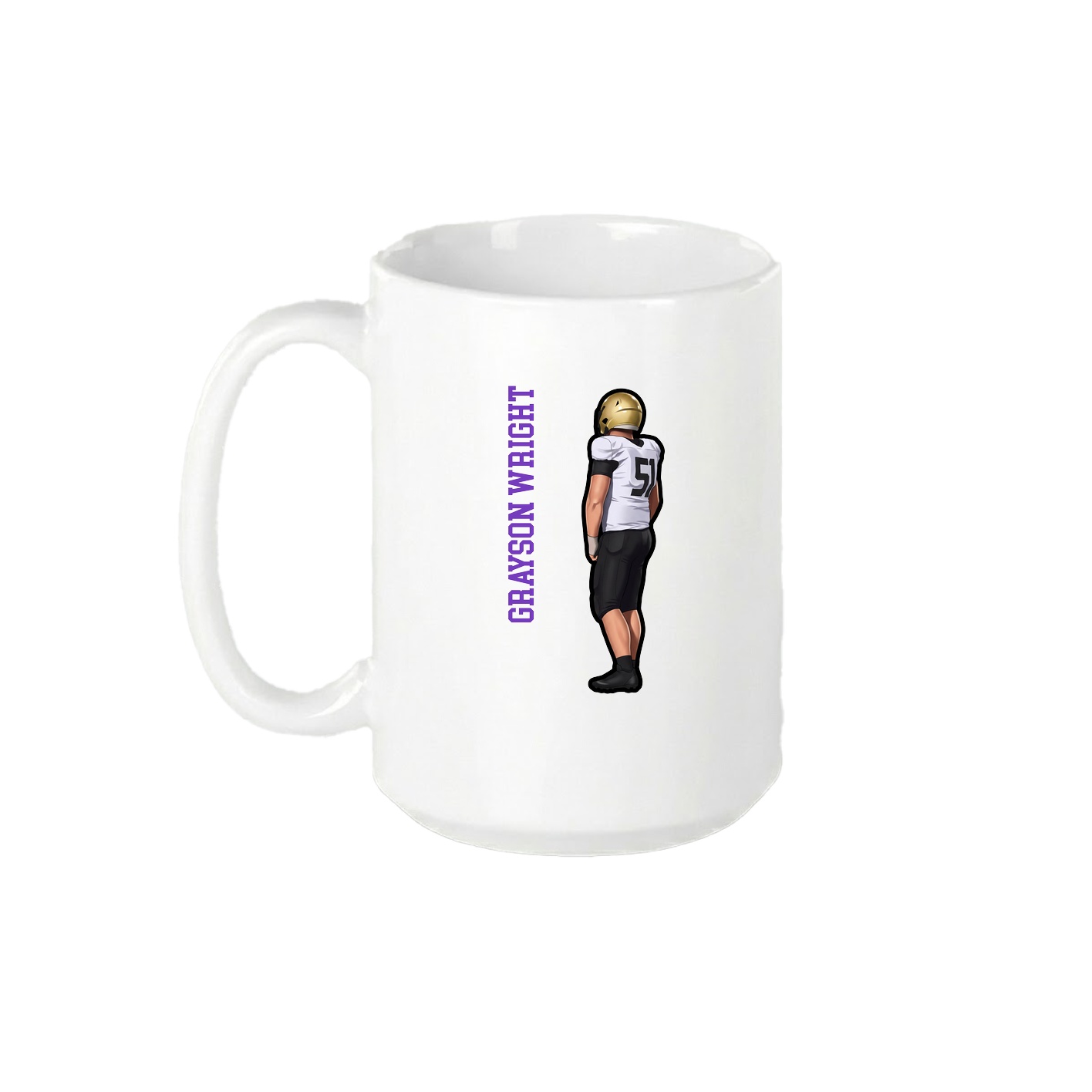 15oz Coffee Mug — Name Vertical in White