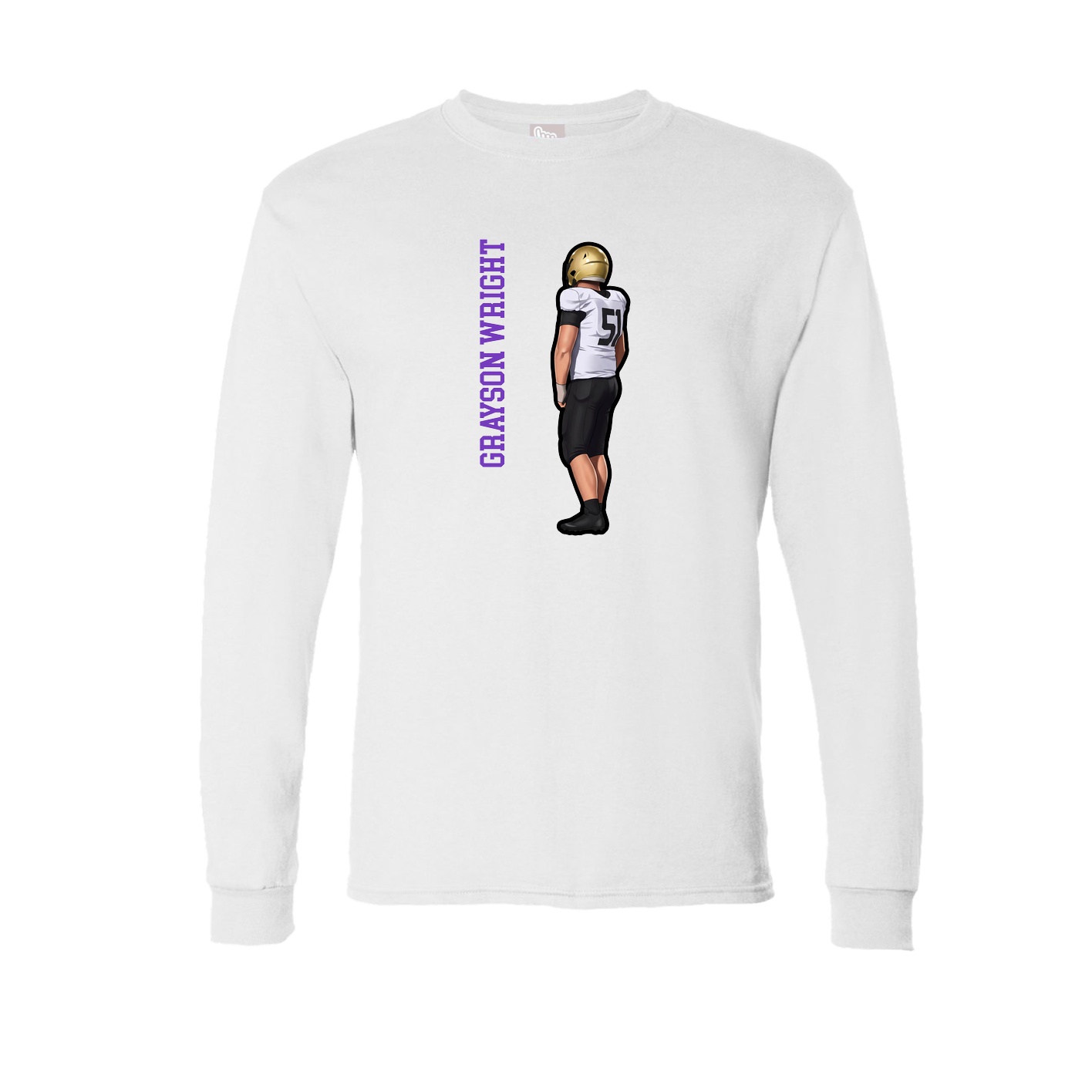 Long Sleeve Tee — Name Vertical in White