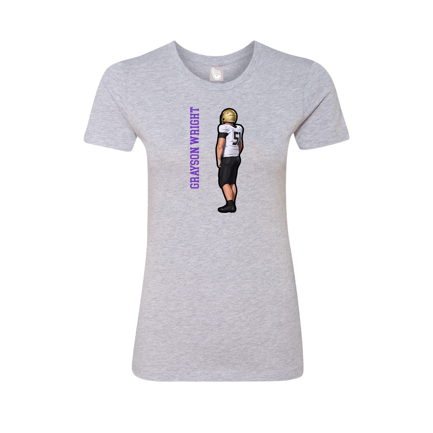 Fitted Women's Tee — Name Vertical in Grey