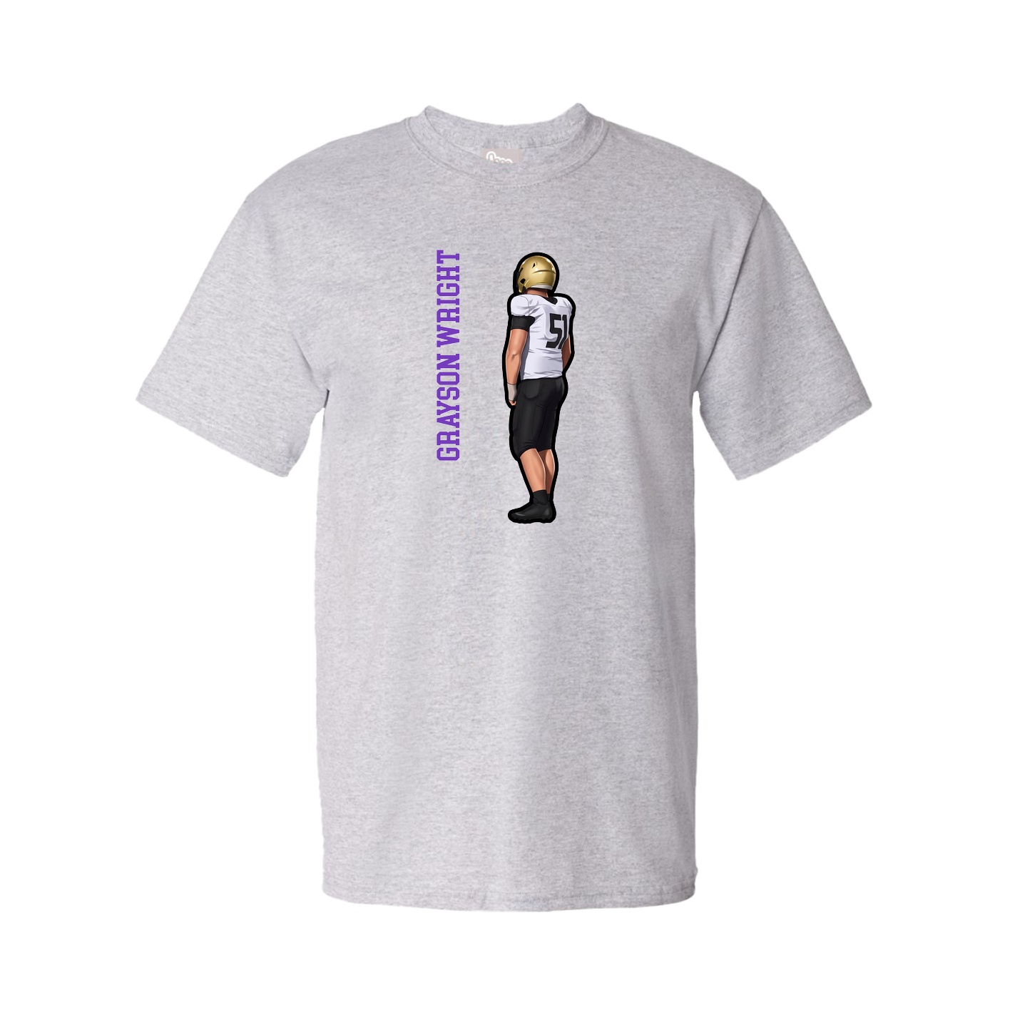 Youth Tee — Name Vertical in Grey
