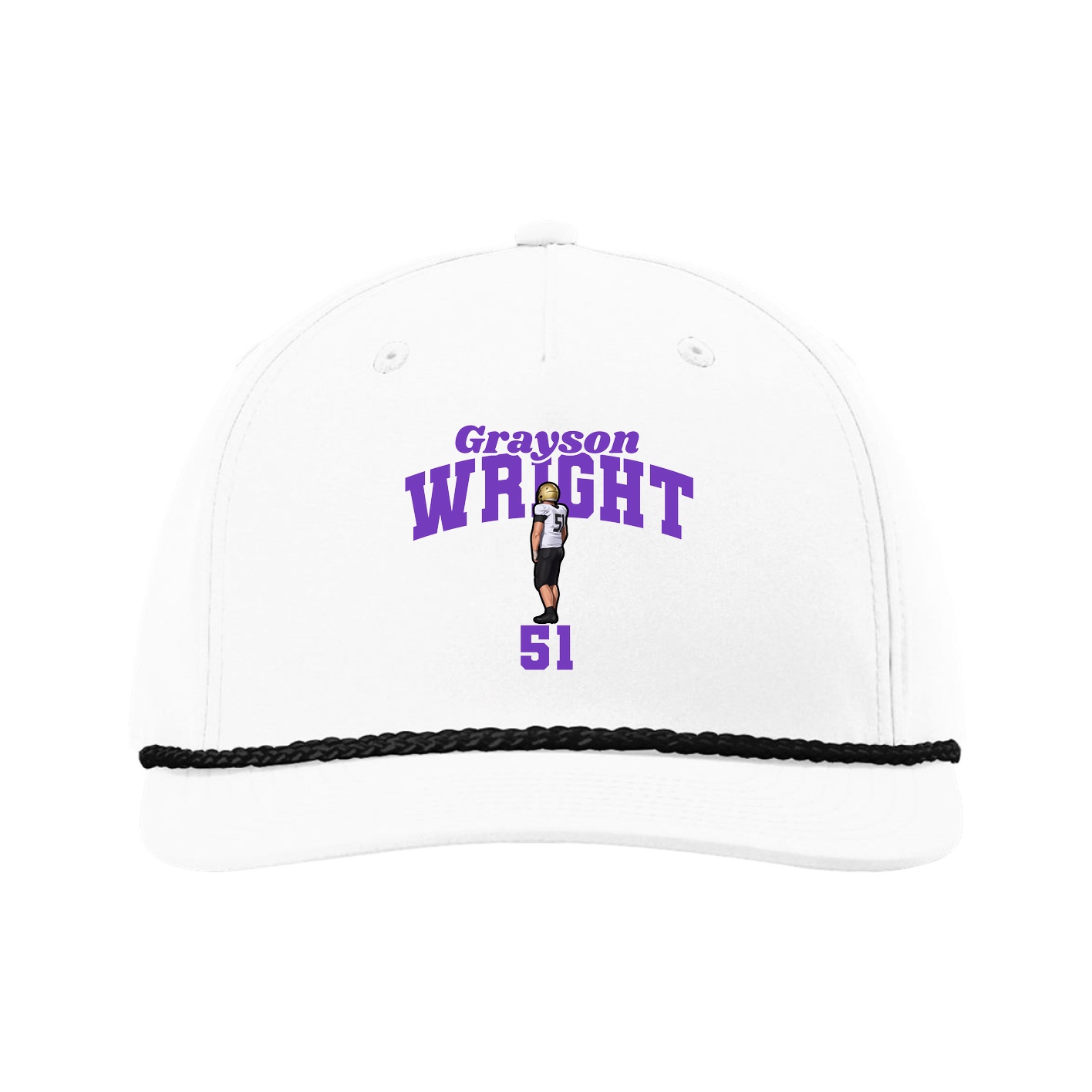 Five-Panel Classic Rope Cap — Signature Arch in White