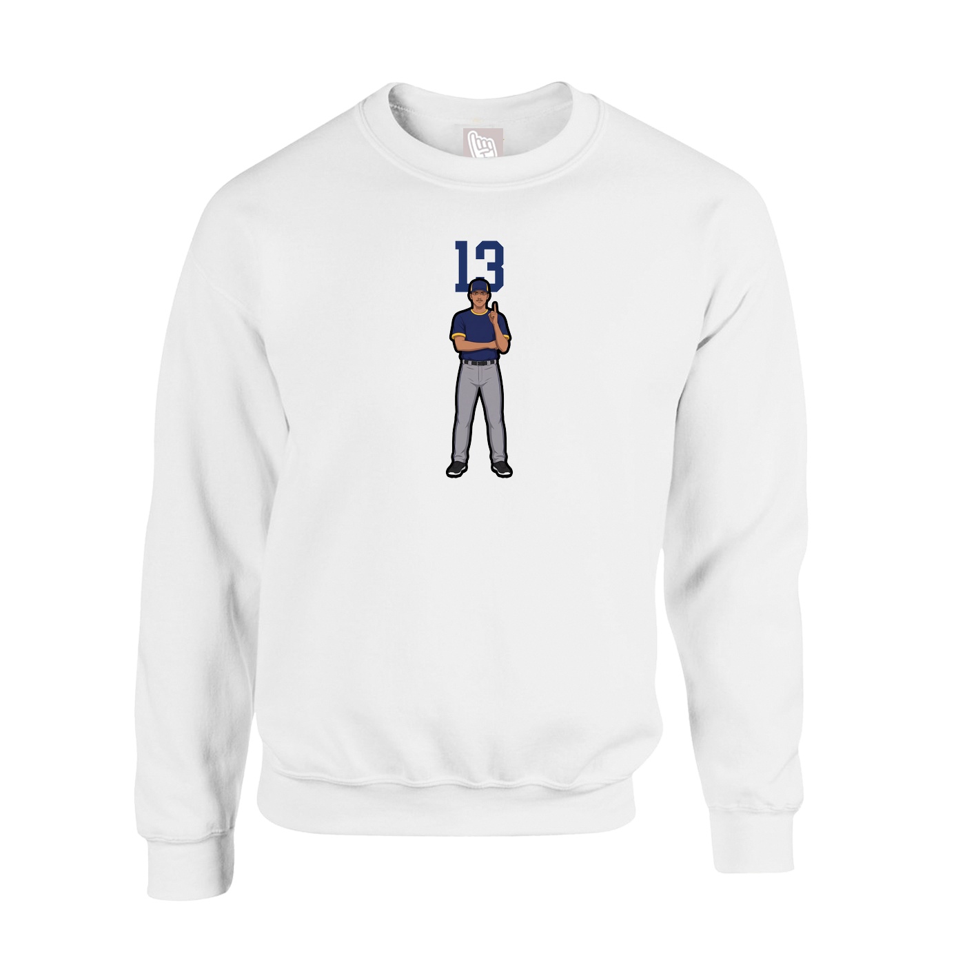 Fleece Crew — Number Top in White