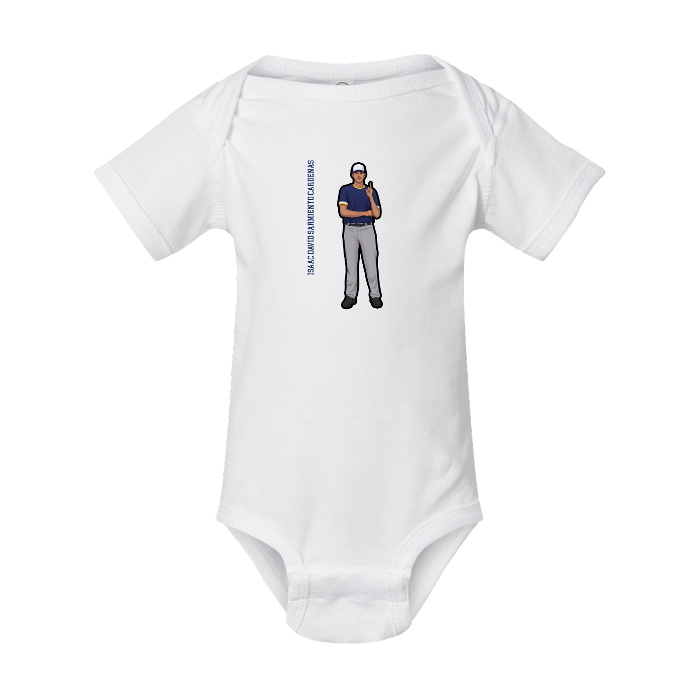 Baby Onesie — Name Vertical in White