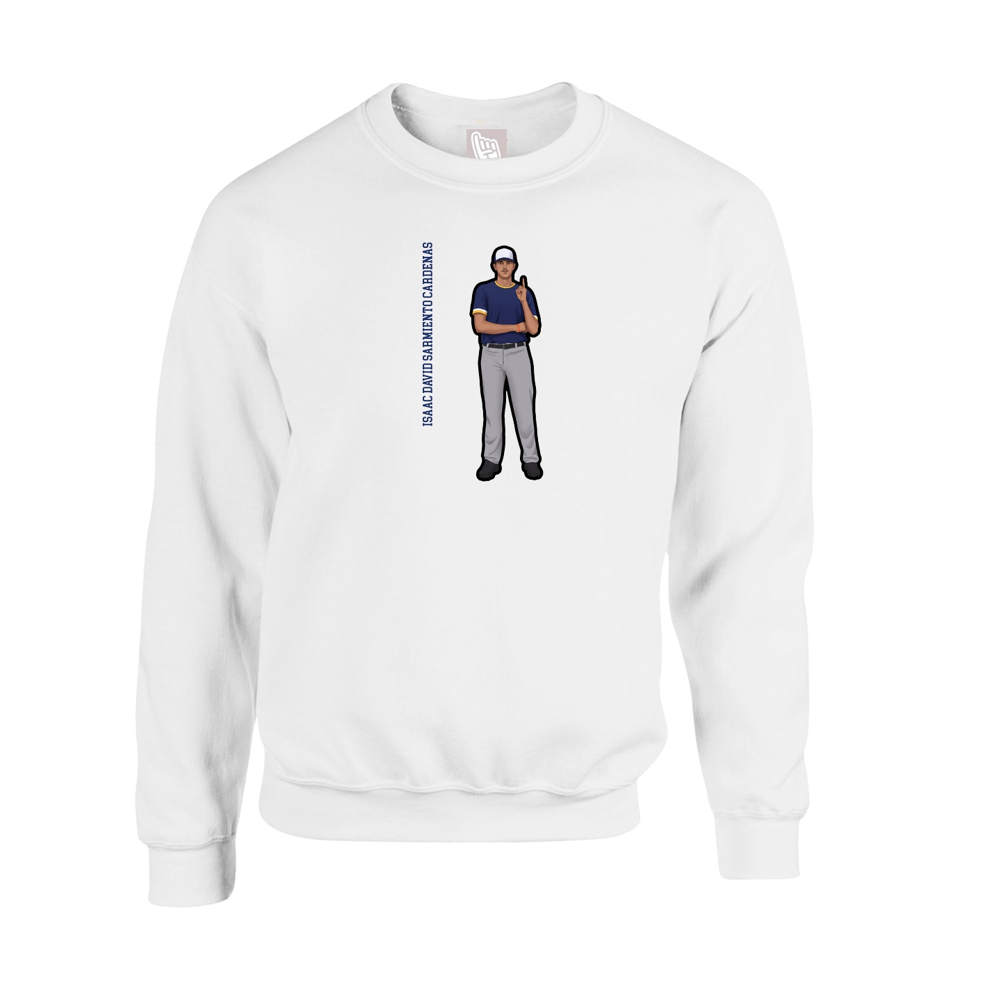 Fleece Crew — Name Vertical in White
