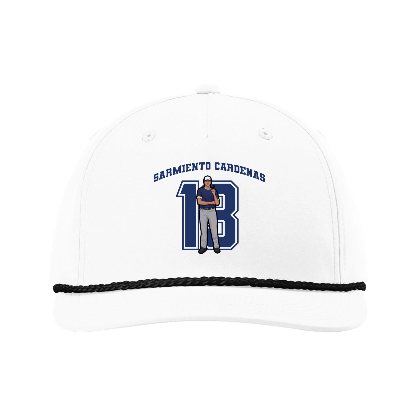 Five-Panel Classic Rope Cap — Number in White