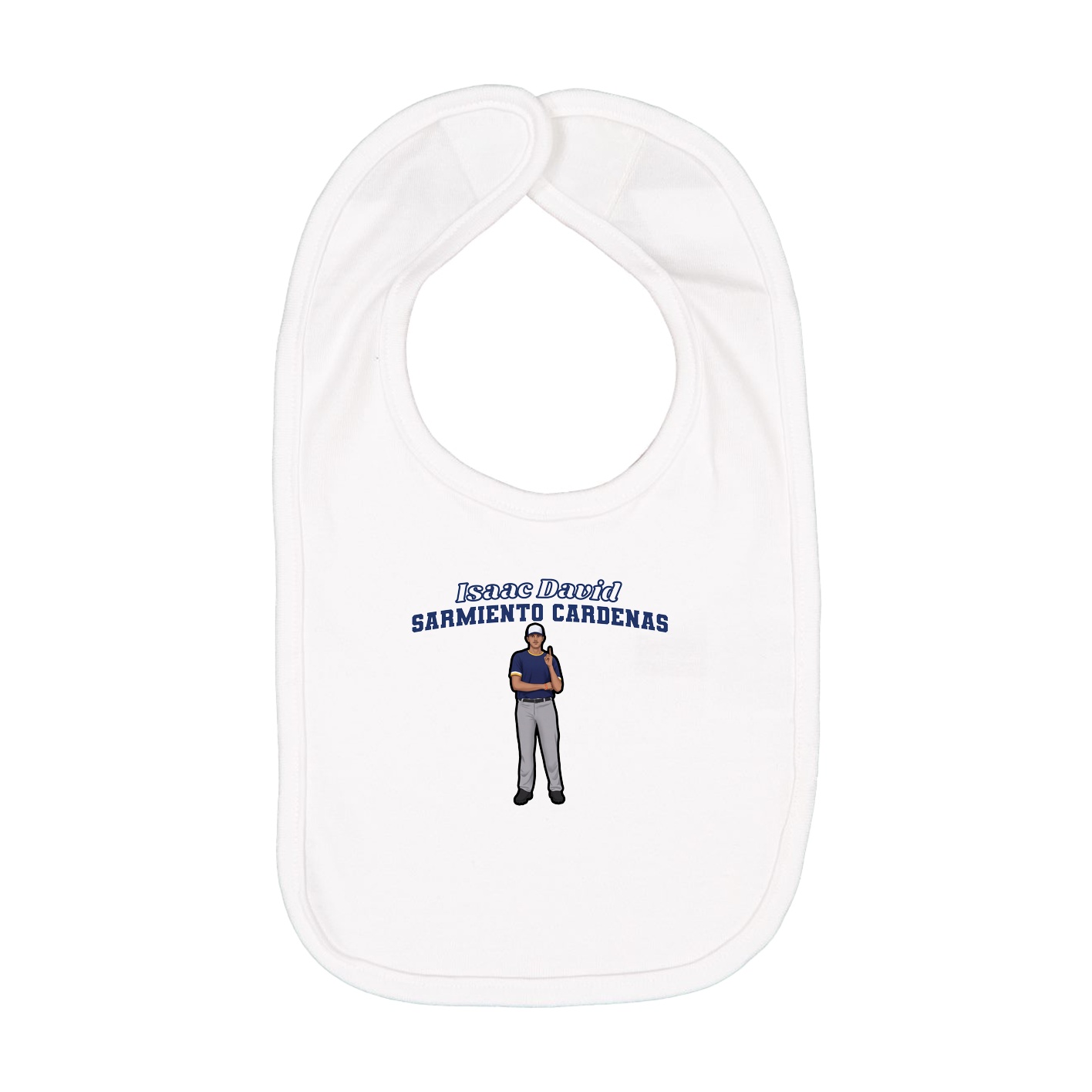 Infant Bib — Name Arch in White