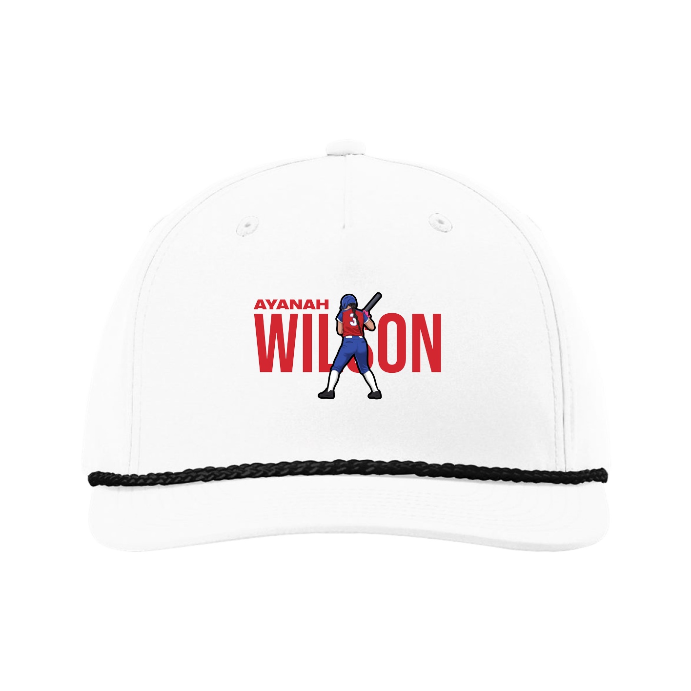 Five-Panel Classic Rope Cap — Player Name in White