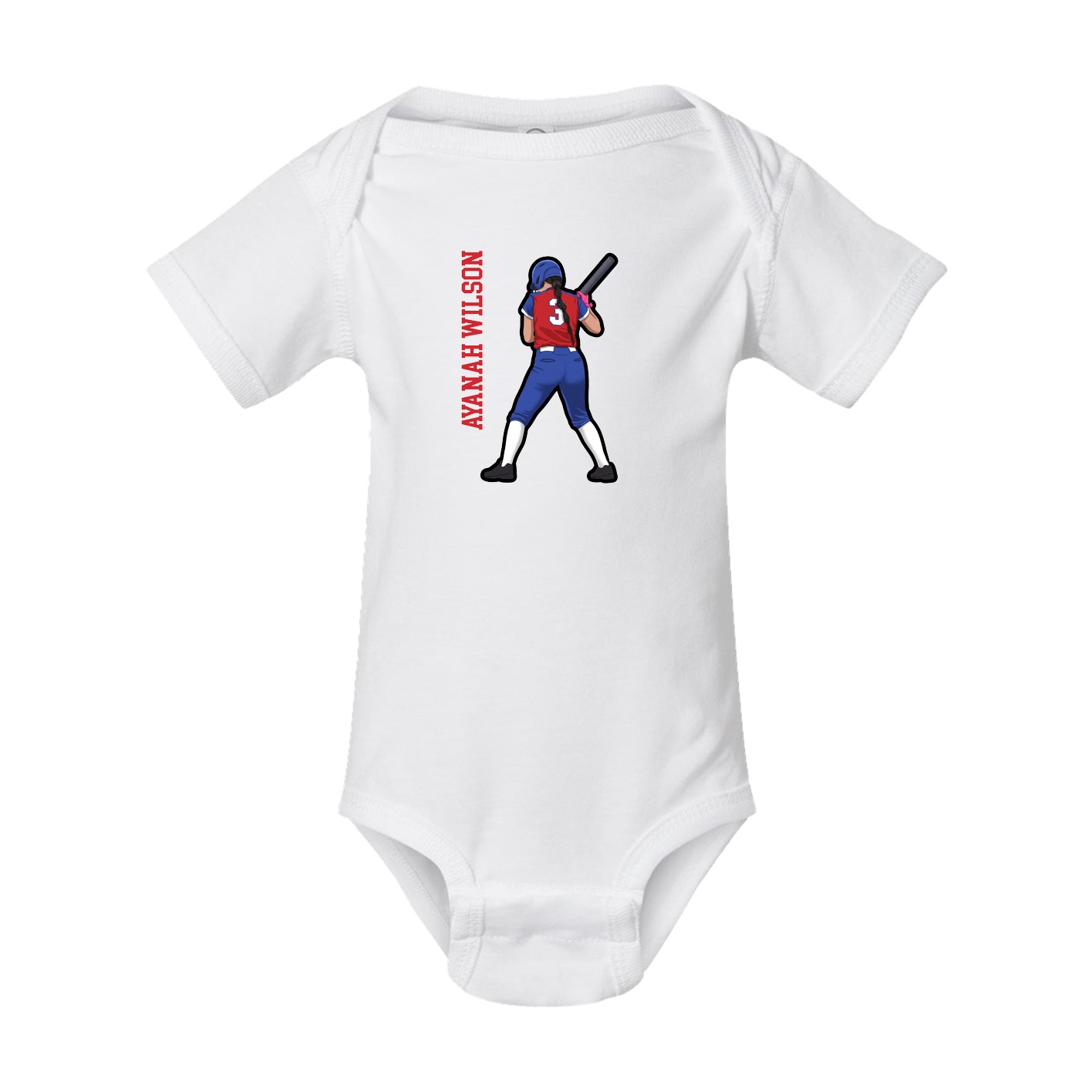 Baby Onesie — Name Vertical in White