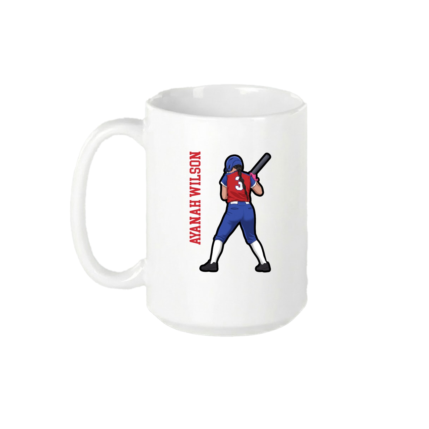15oz Coffee Mug — Name Vertical in White
