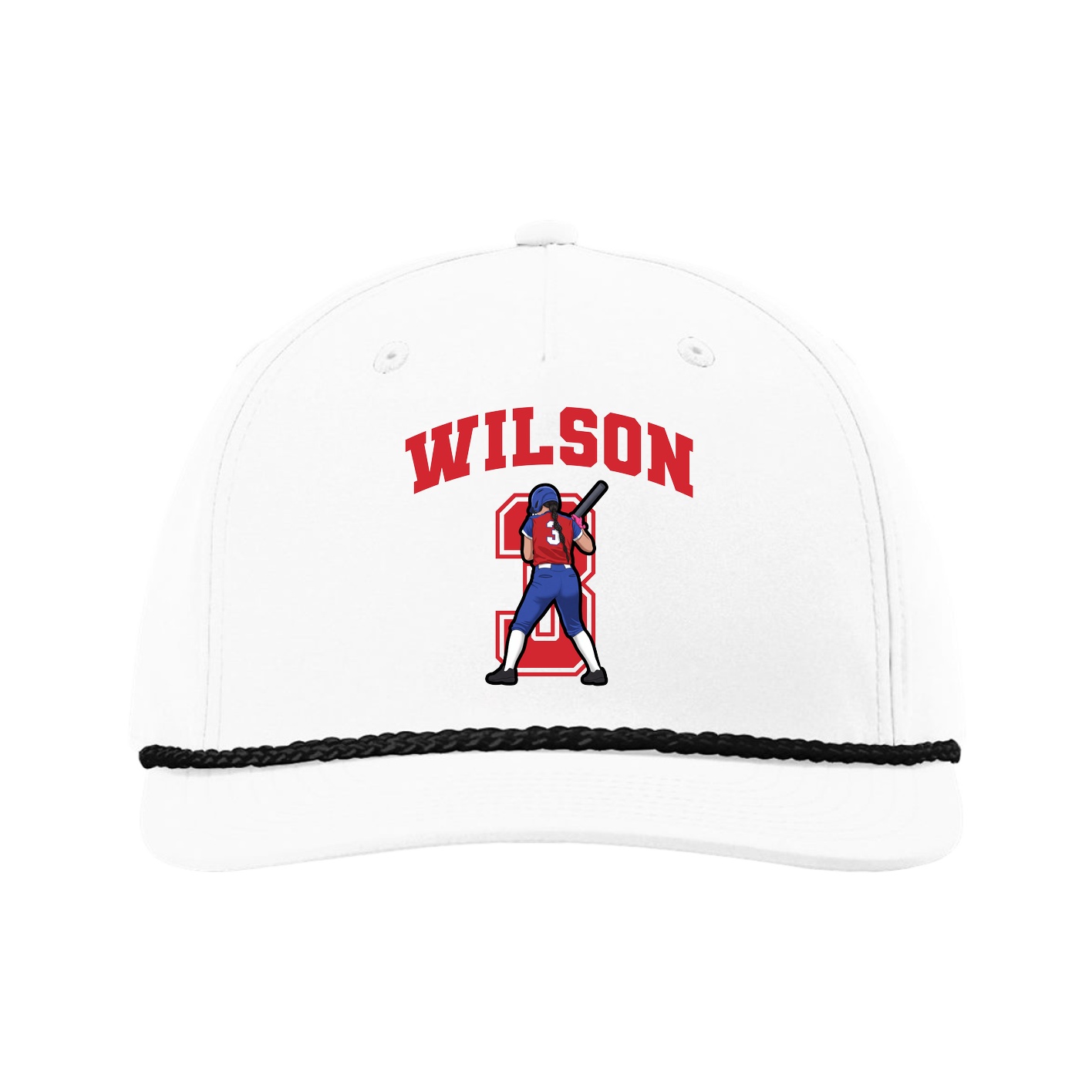 Five-Panel Classic Rope Cap — Number in White