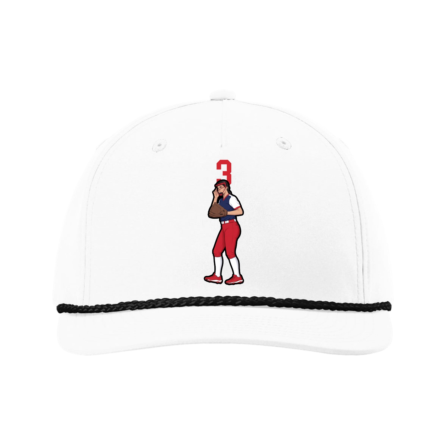 Five-Panel Classic Rope Cap — Number Top in White