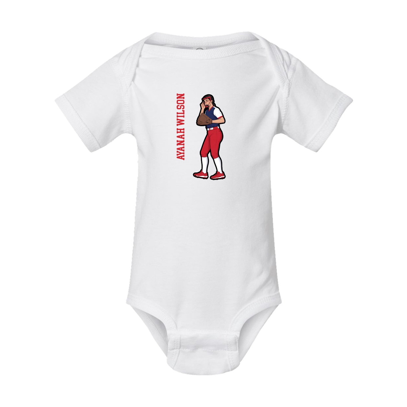 Baby Onesie — Name Vertical in White