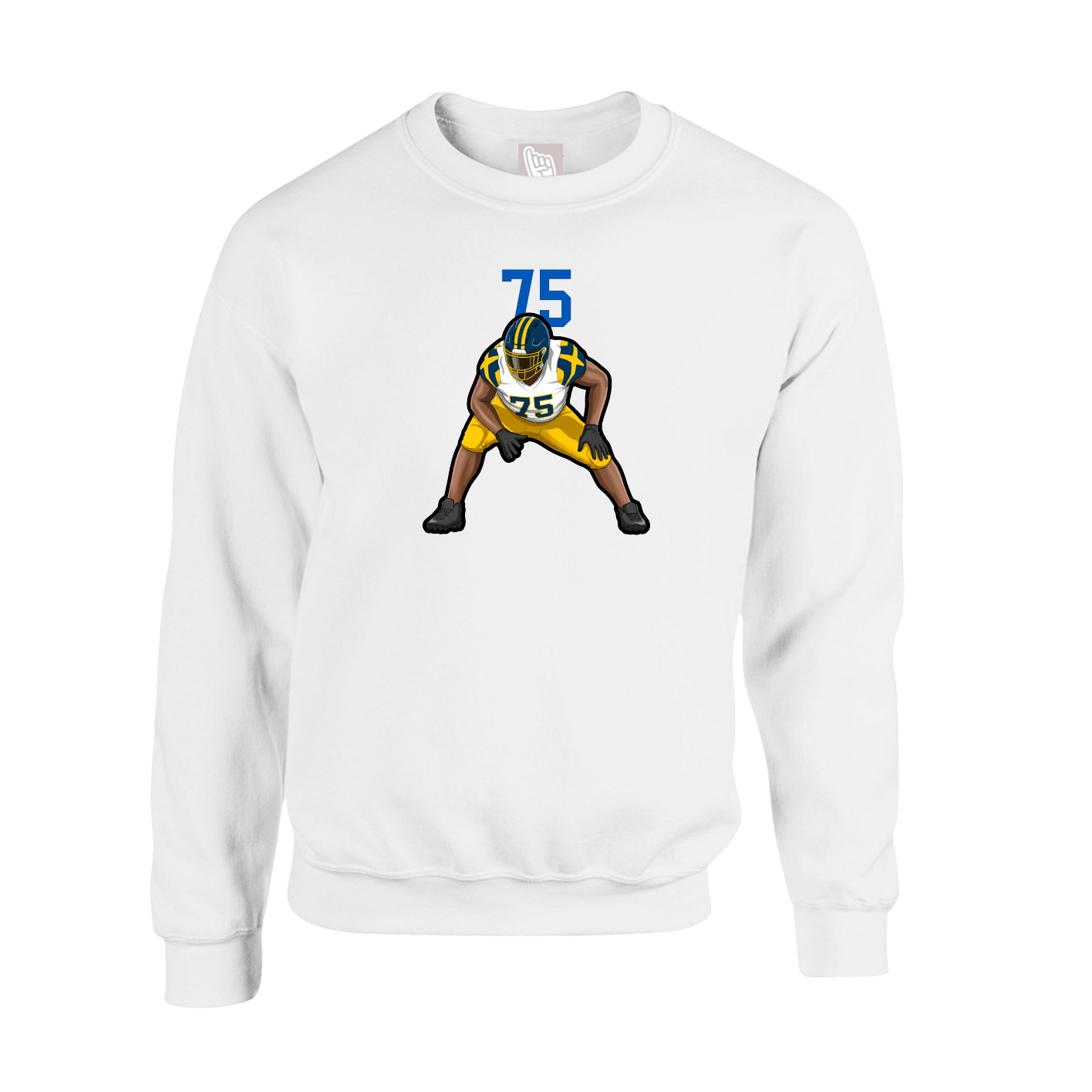 Fleece Crew — Number Top in White