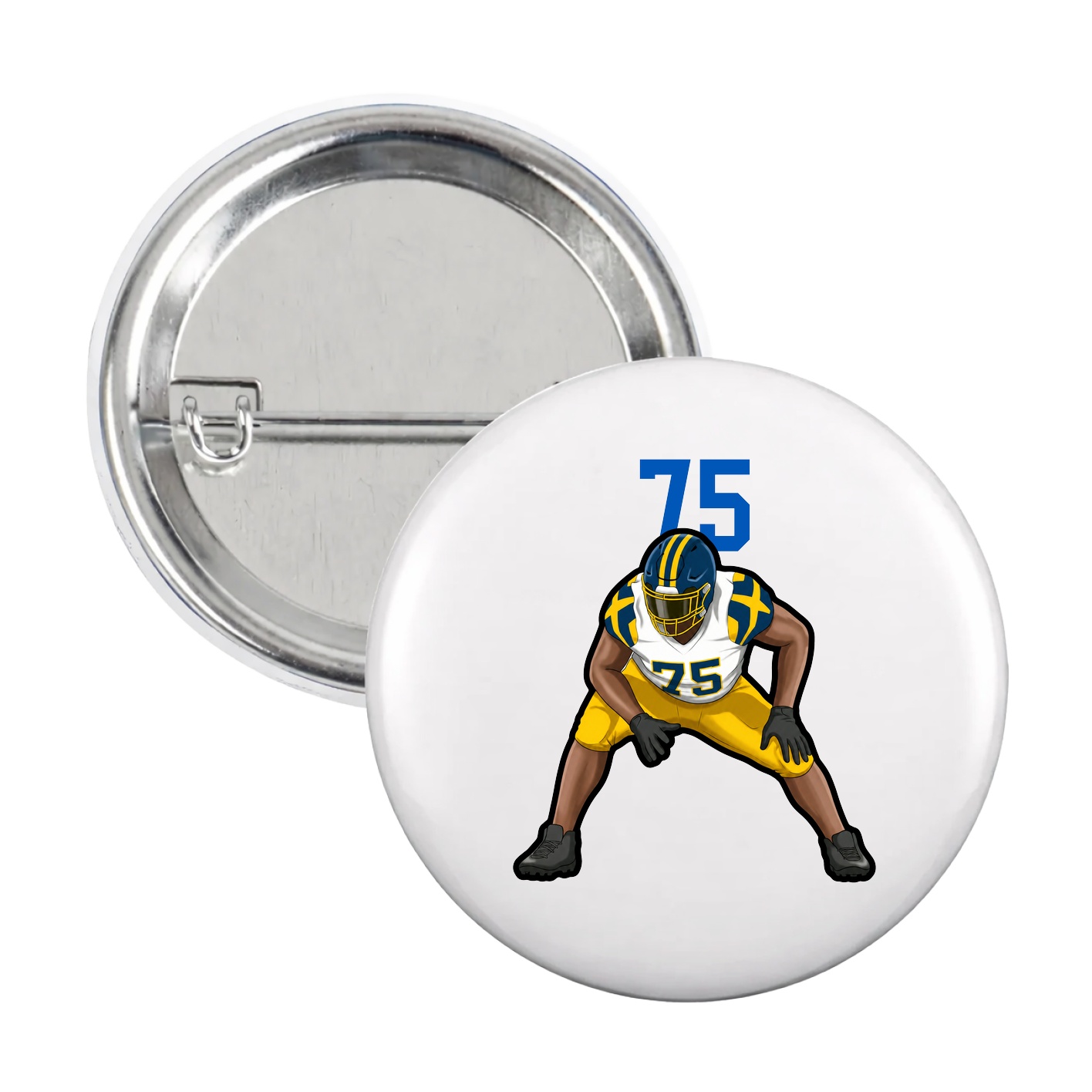 Game Day Button — Number Top in White