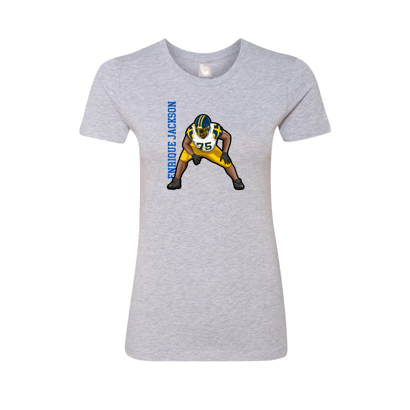 Fitted Women's Tee — Name Vertical in Grey