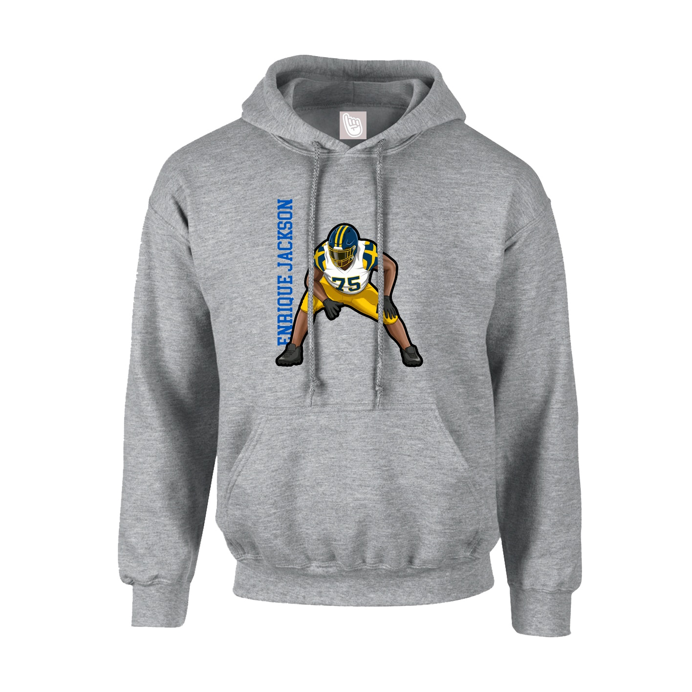 Hoodie — Name Vertical in Grey