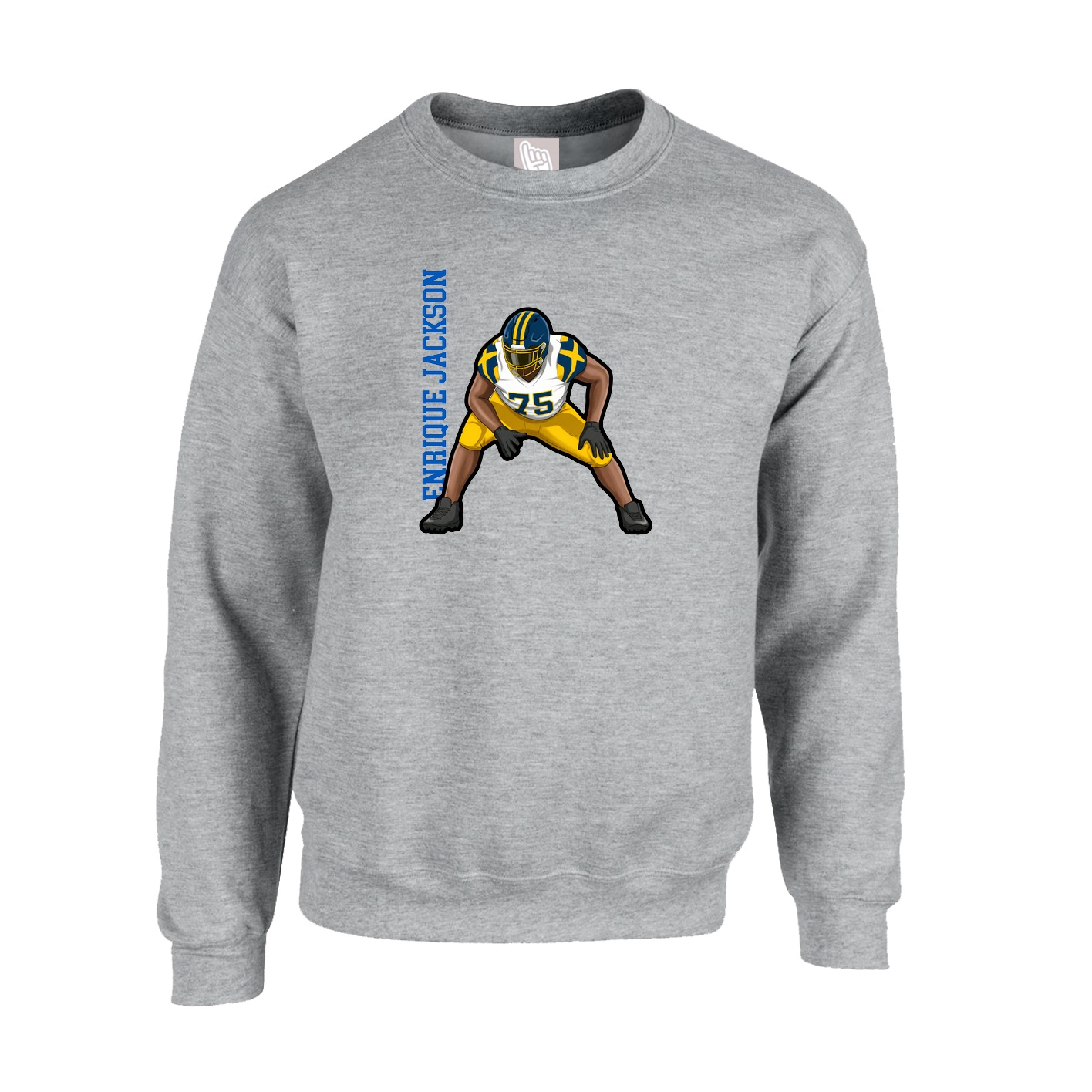 Fleece Crew — Name Vertical in Grey