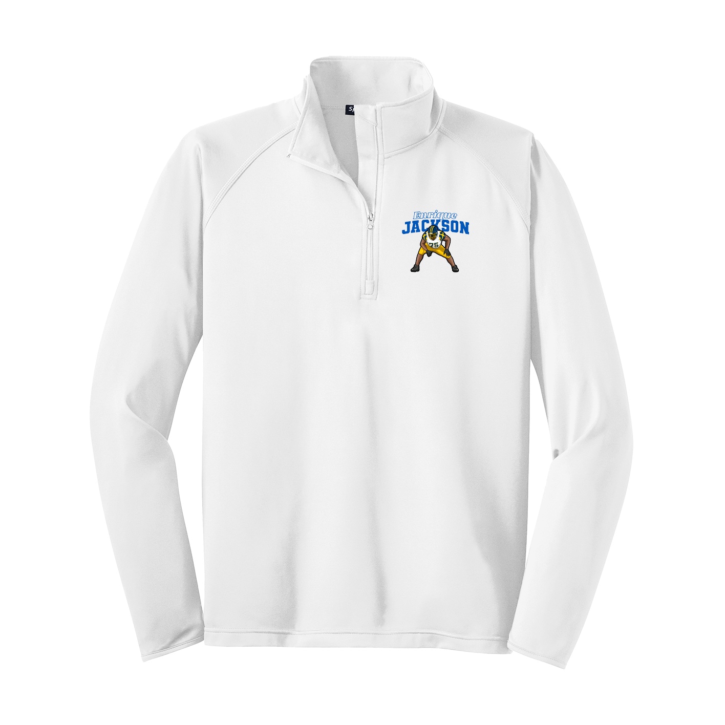 Q-Zip Pullover — Name Arch in White