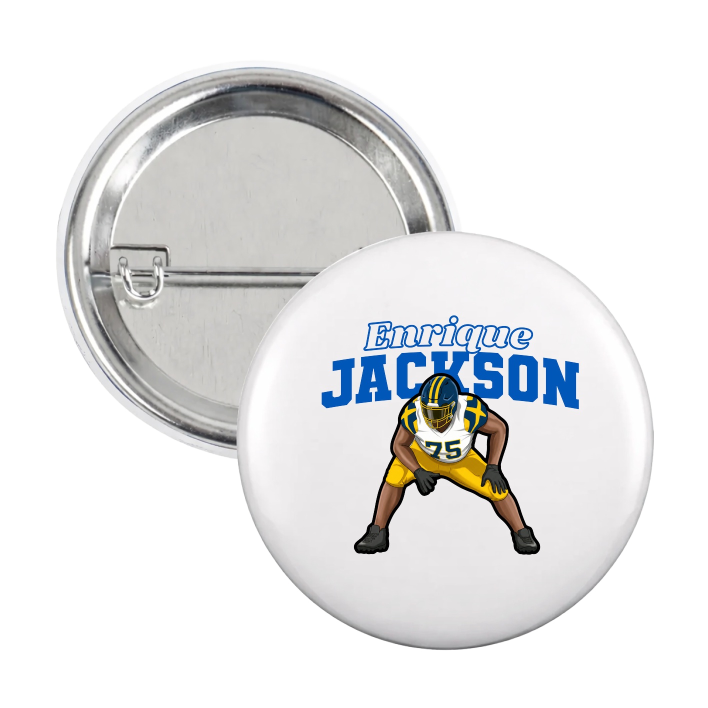 Game Day Button — Name Arch in White