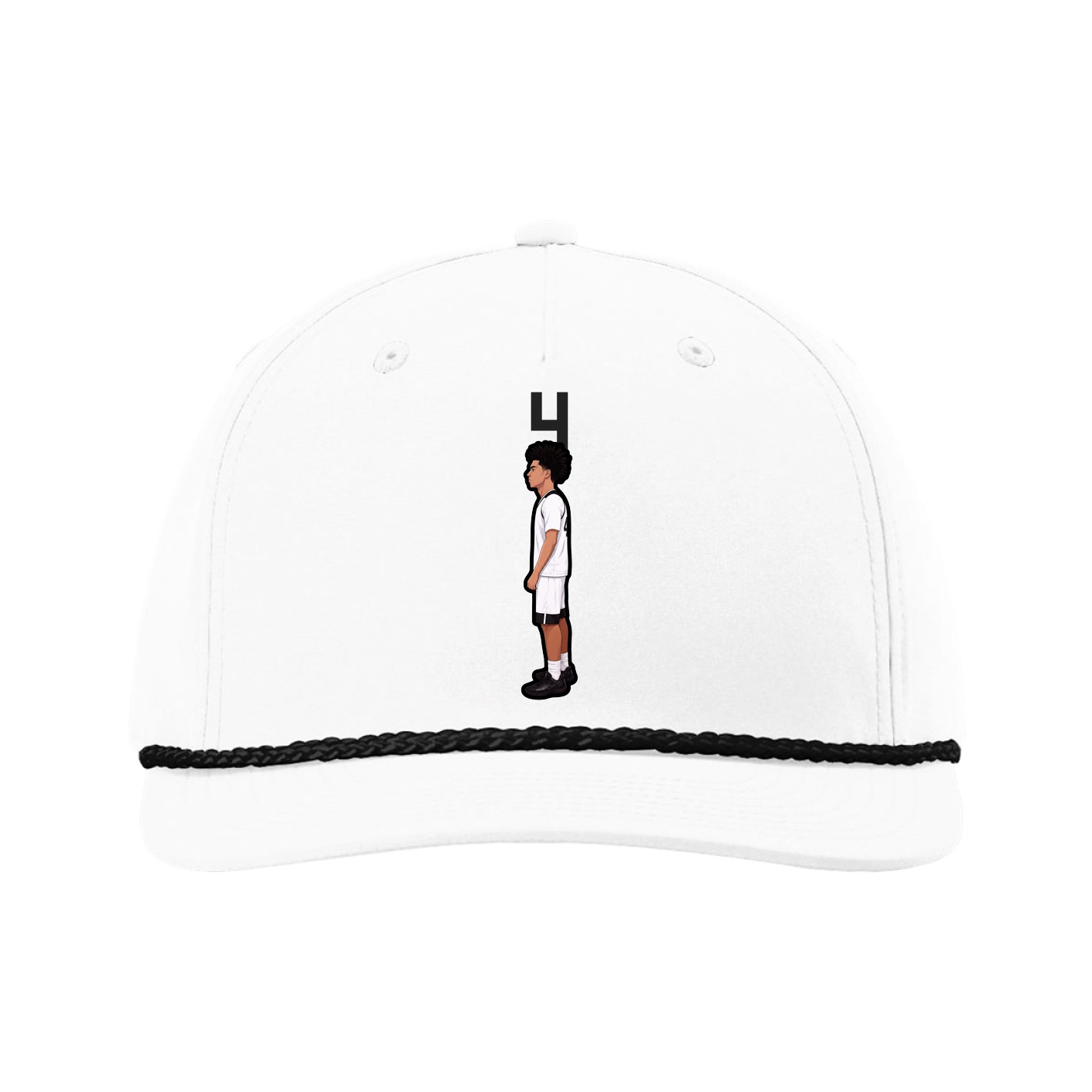 Five-Panel Classic Rope Cap — Number Top in White