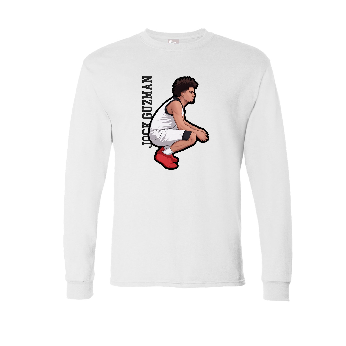 Long Sleeve Tee — Name Vertical in White