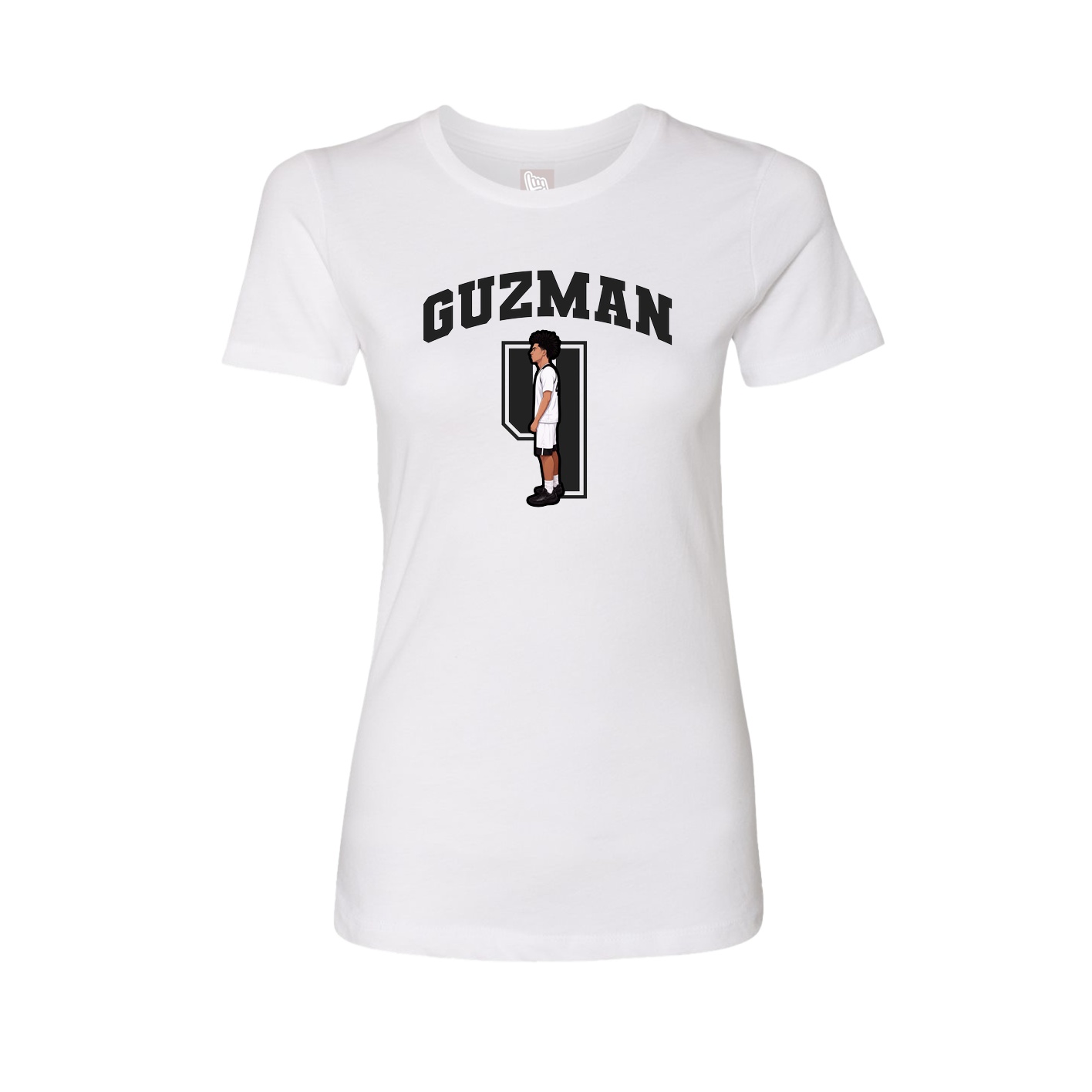 Fitted Women's Tee — Number in White