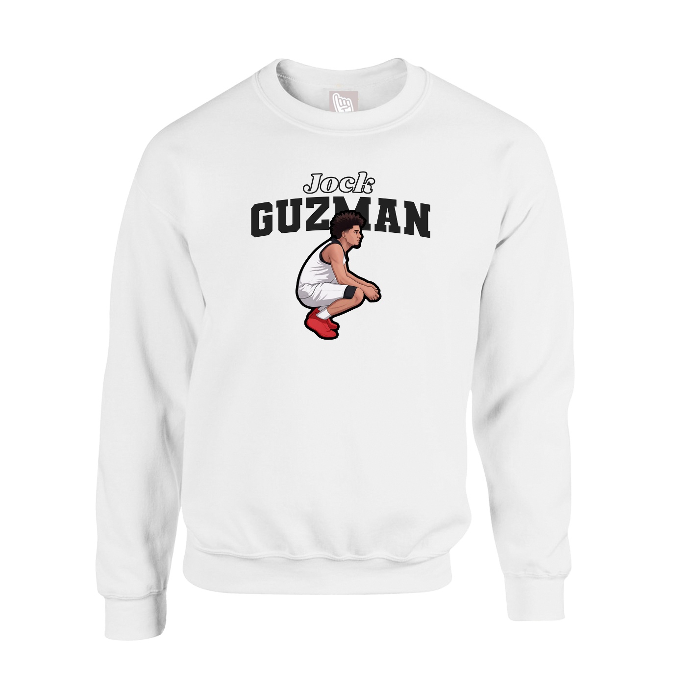 Fleece Crew — Name Arch in White