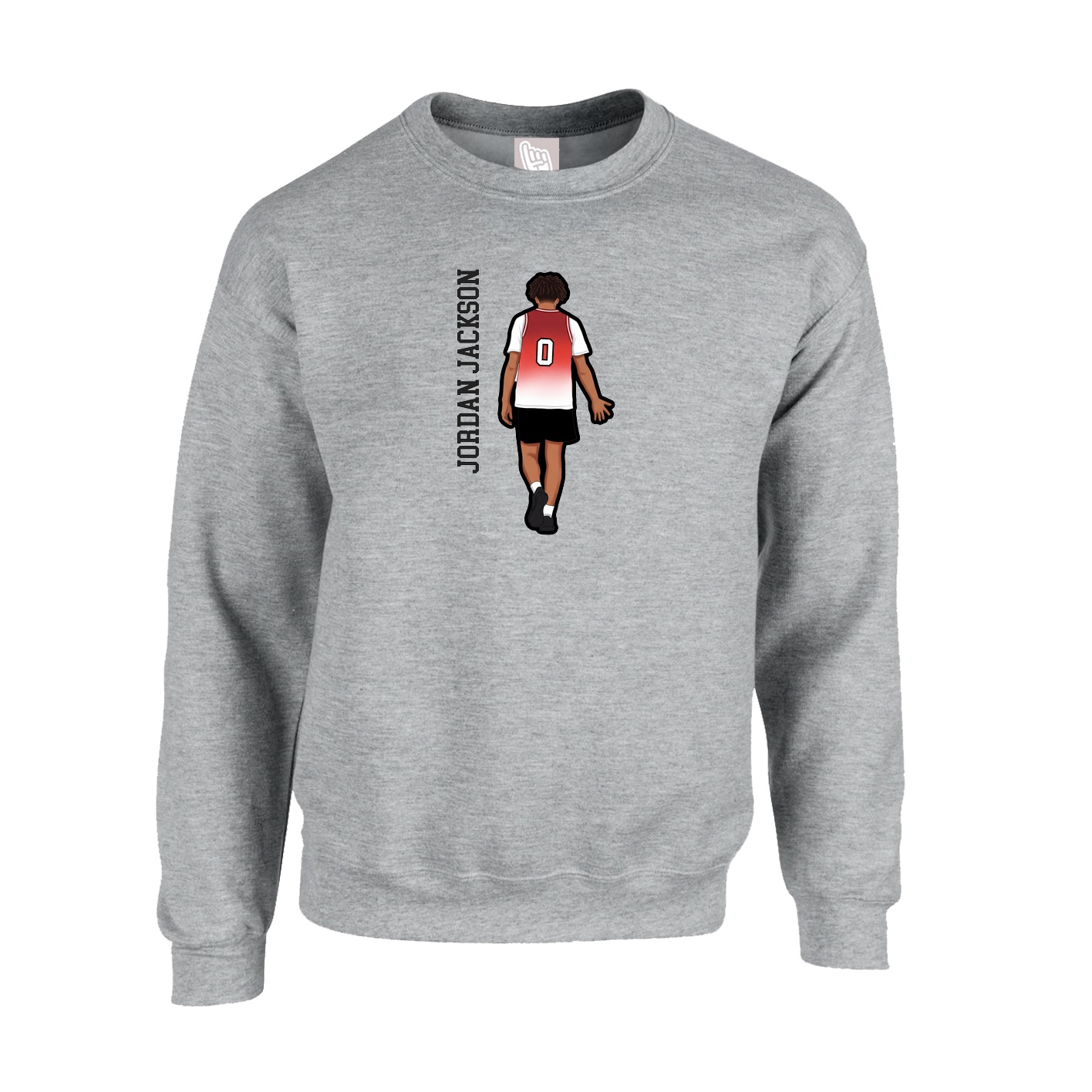 Fleece Crew — Name Vertical in Grey