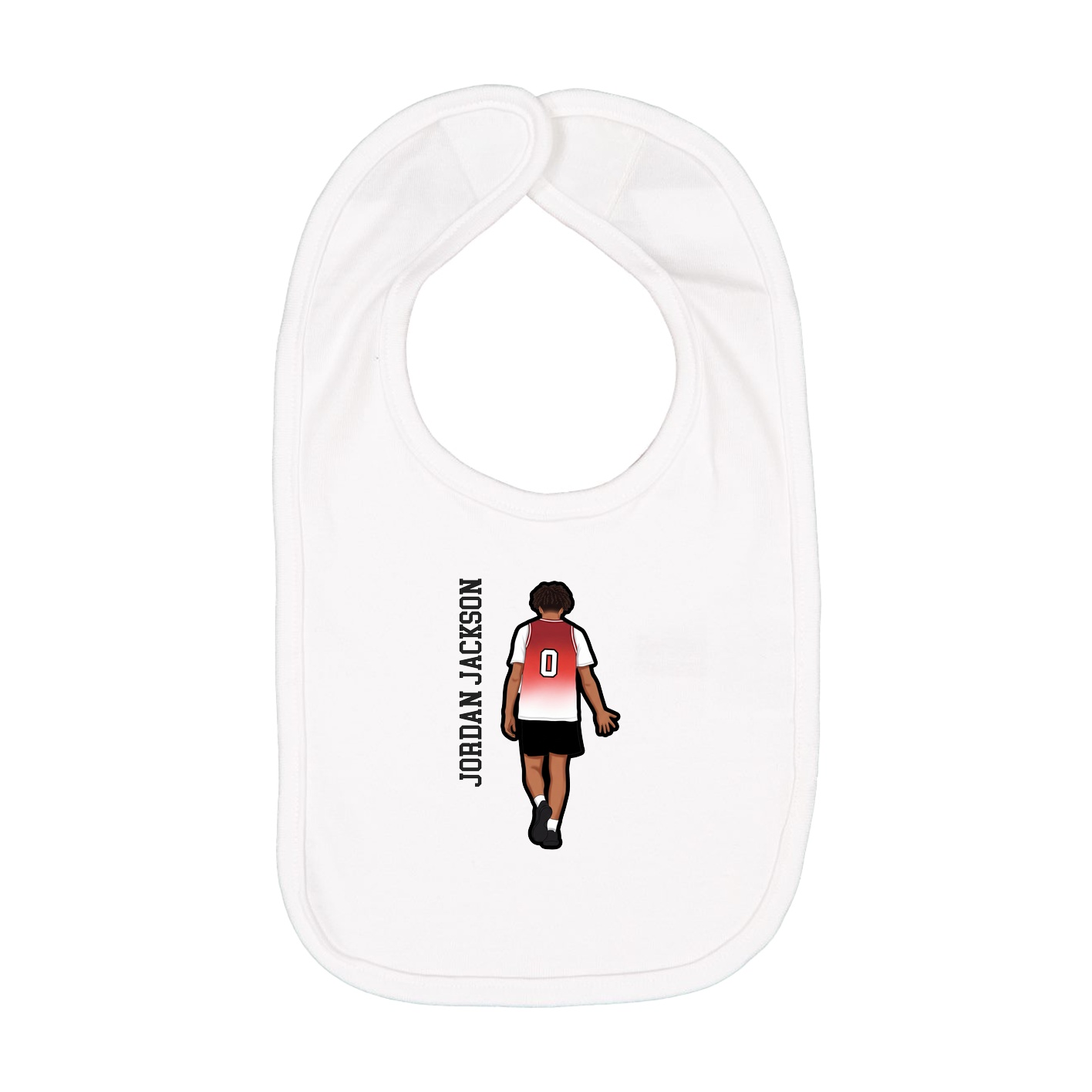 Infant Bib — Name Vertical in White