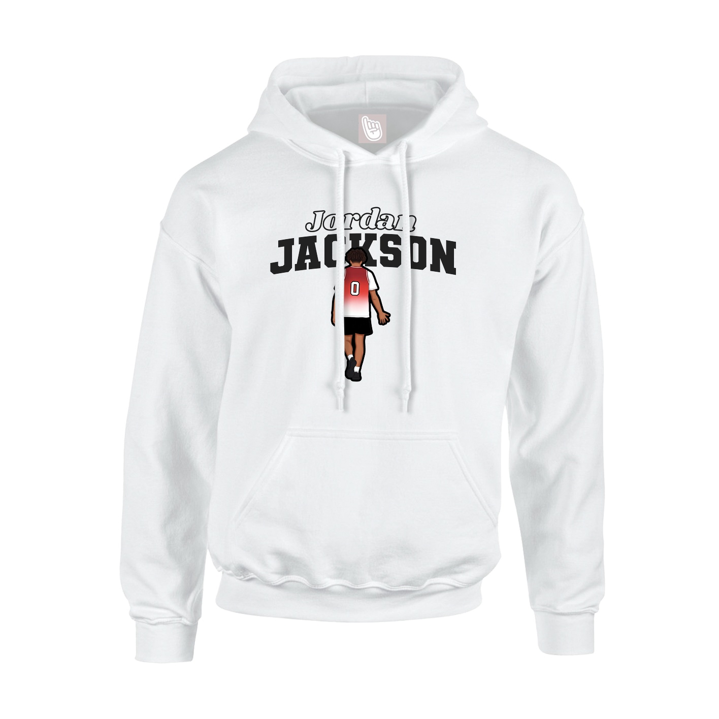 Youth Hoodie — Name Arch in White