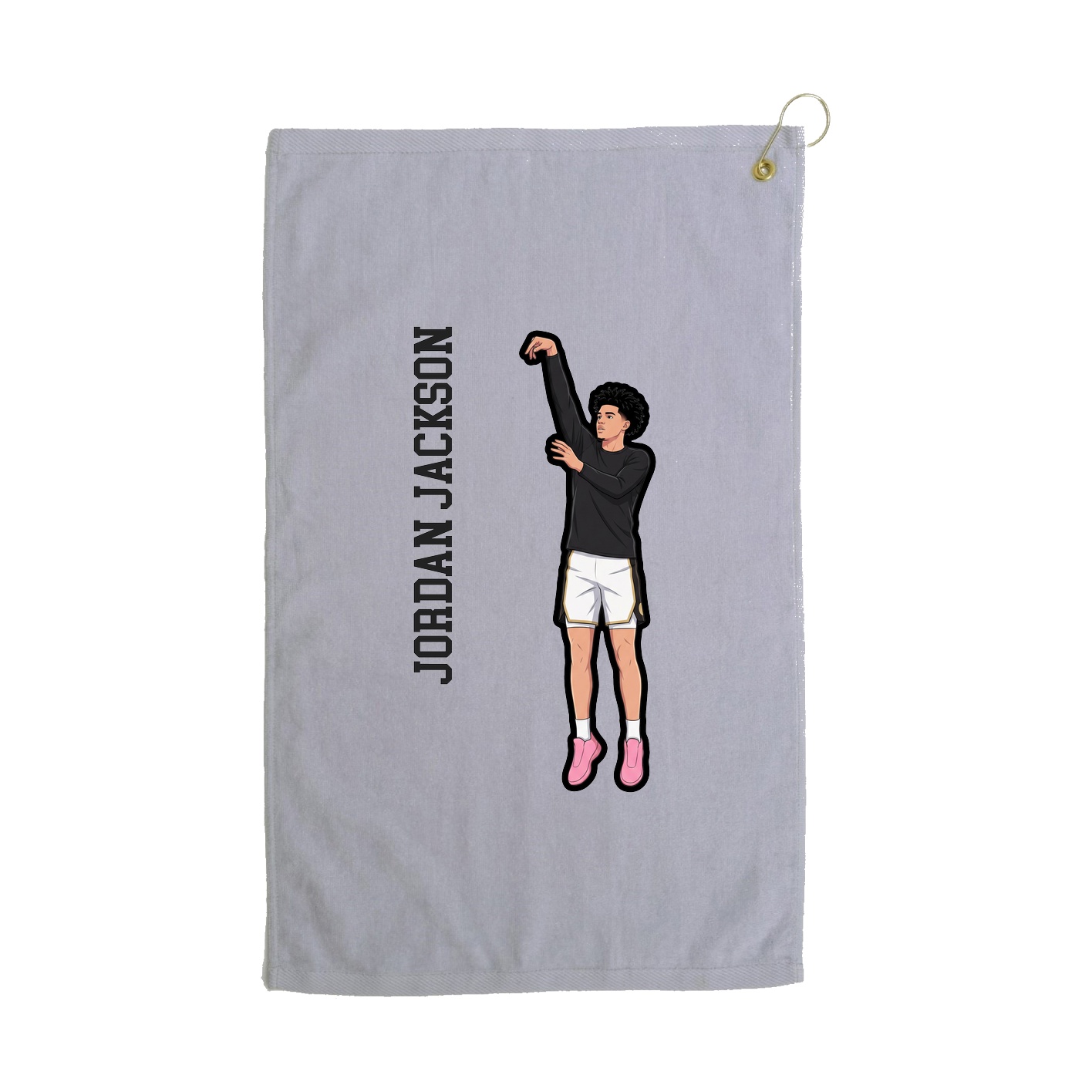 Golf Towel — Name Vertical in Grey