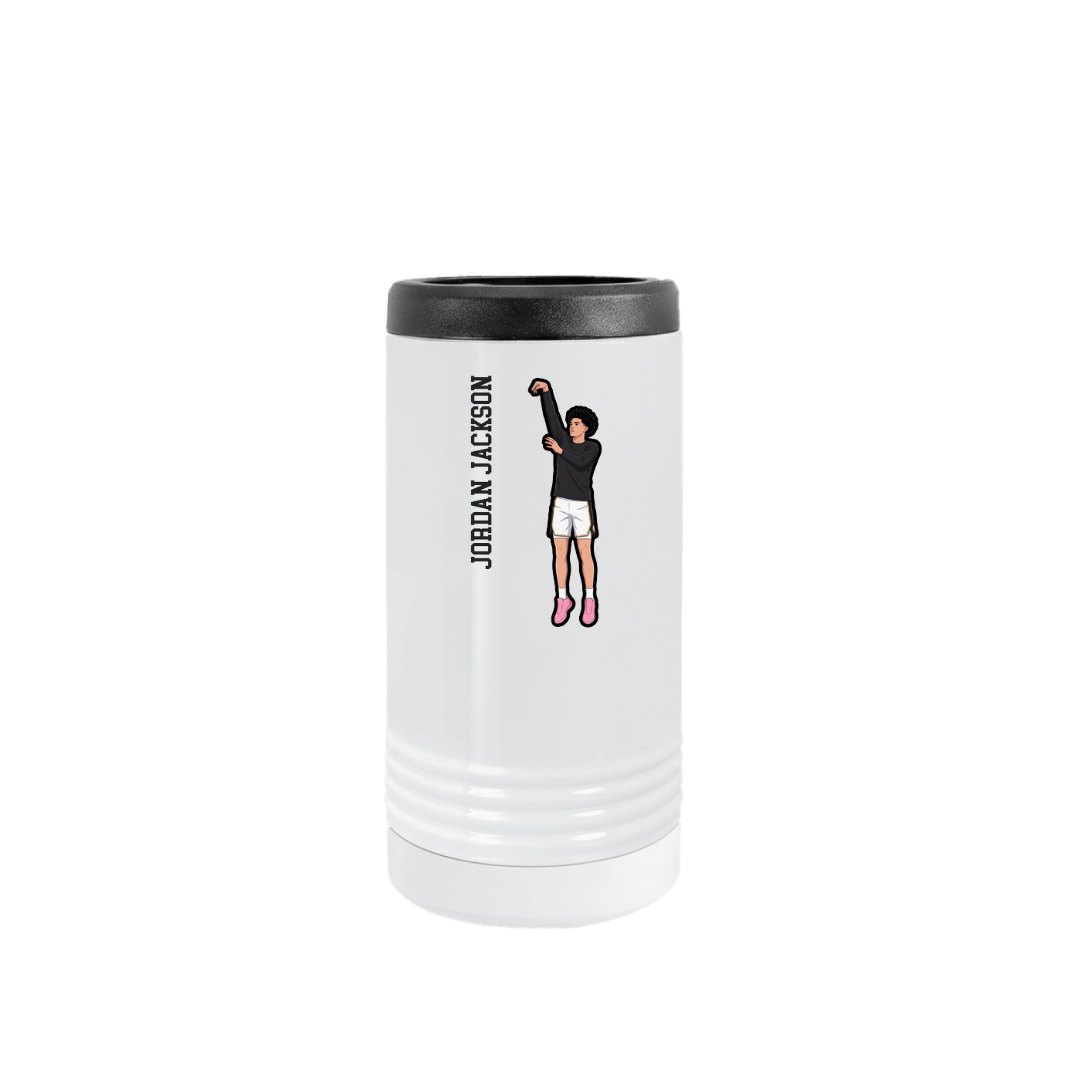 Slim Beverage Holder — Name Vertical in White