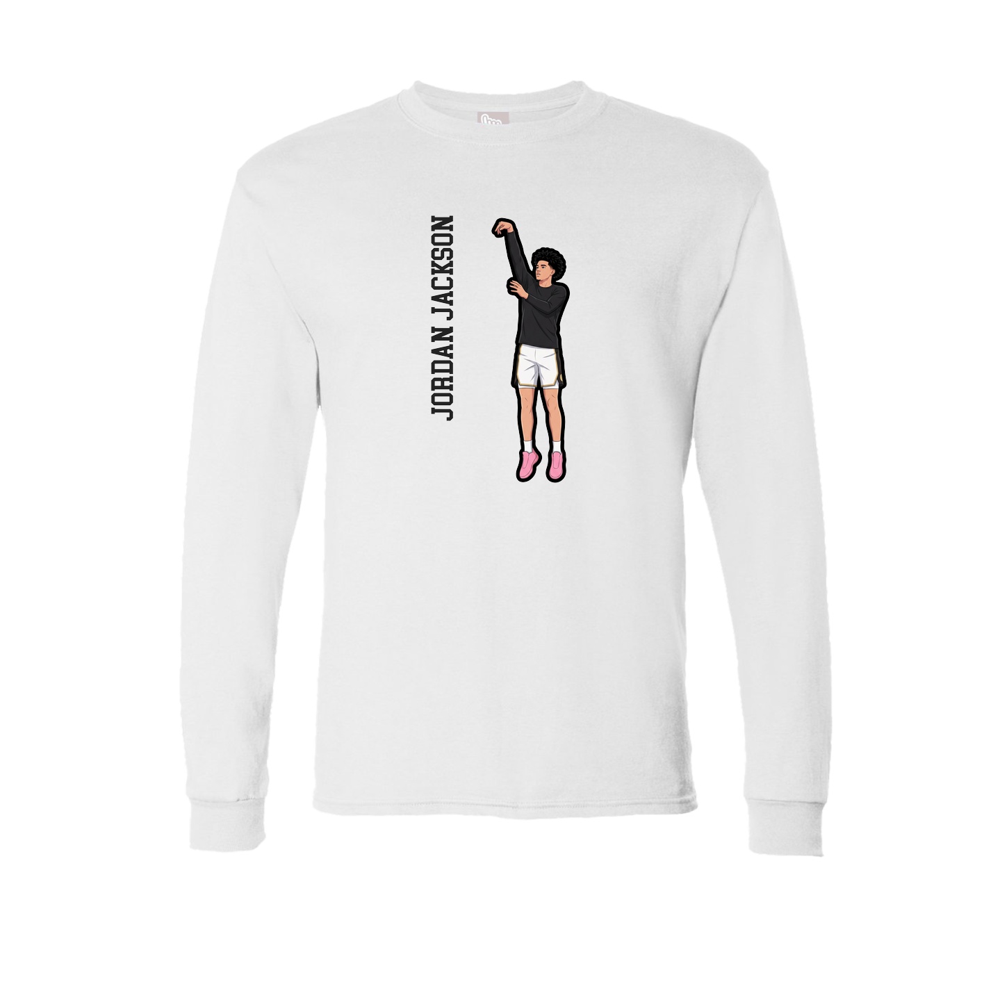 Long Sleeve Tee — Name Vertical in White