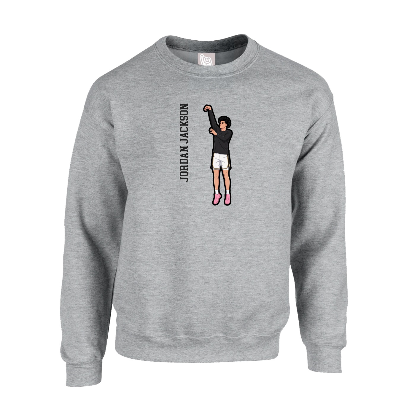 Fleece Crew — Name Vertical in Grey
