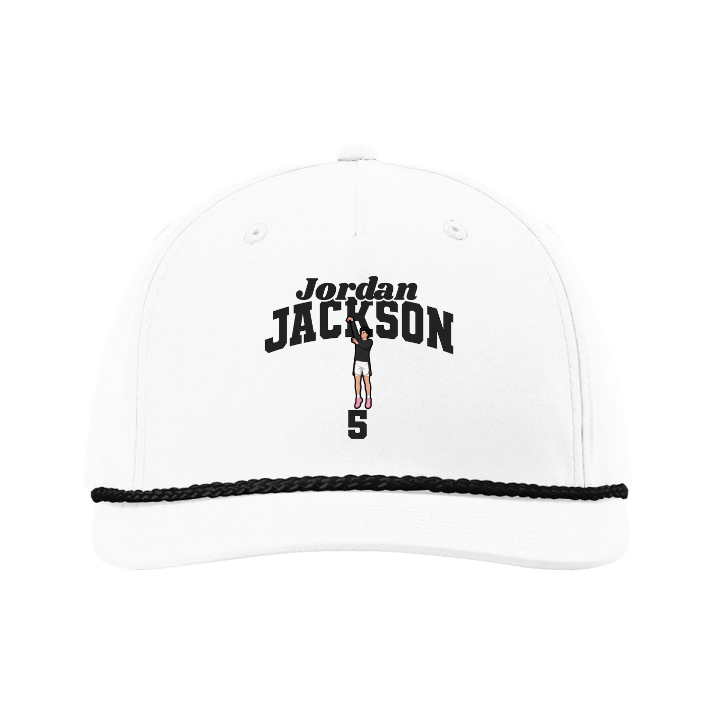 Five-Panel Classic Rope Cap — Signature Arch in White