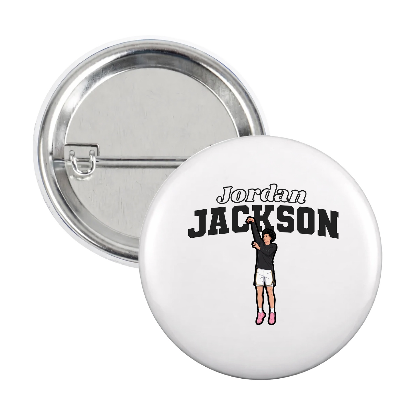 Game Day Button — Name Arch in White