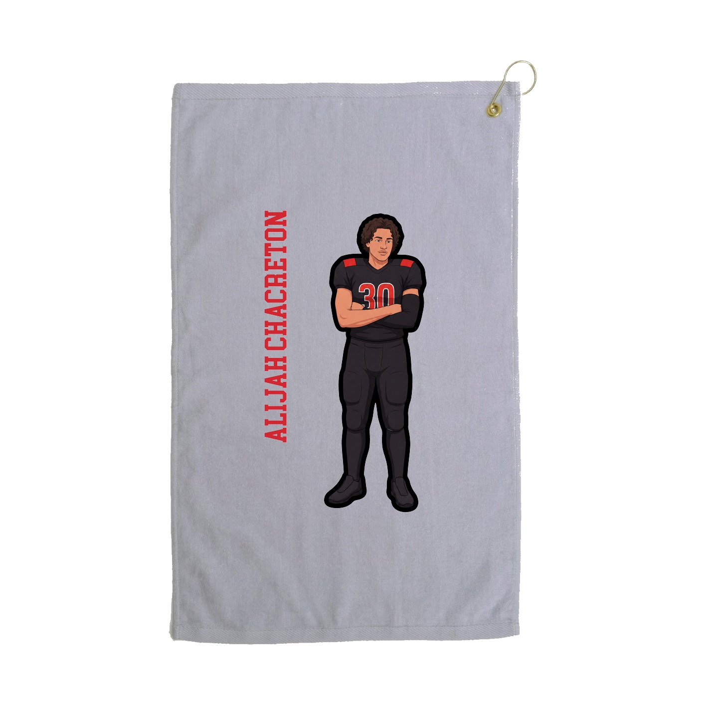 Golf Towel — Name Vertical in Grey