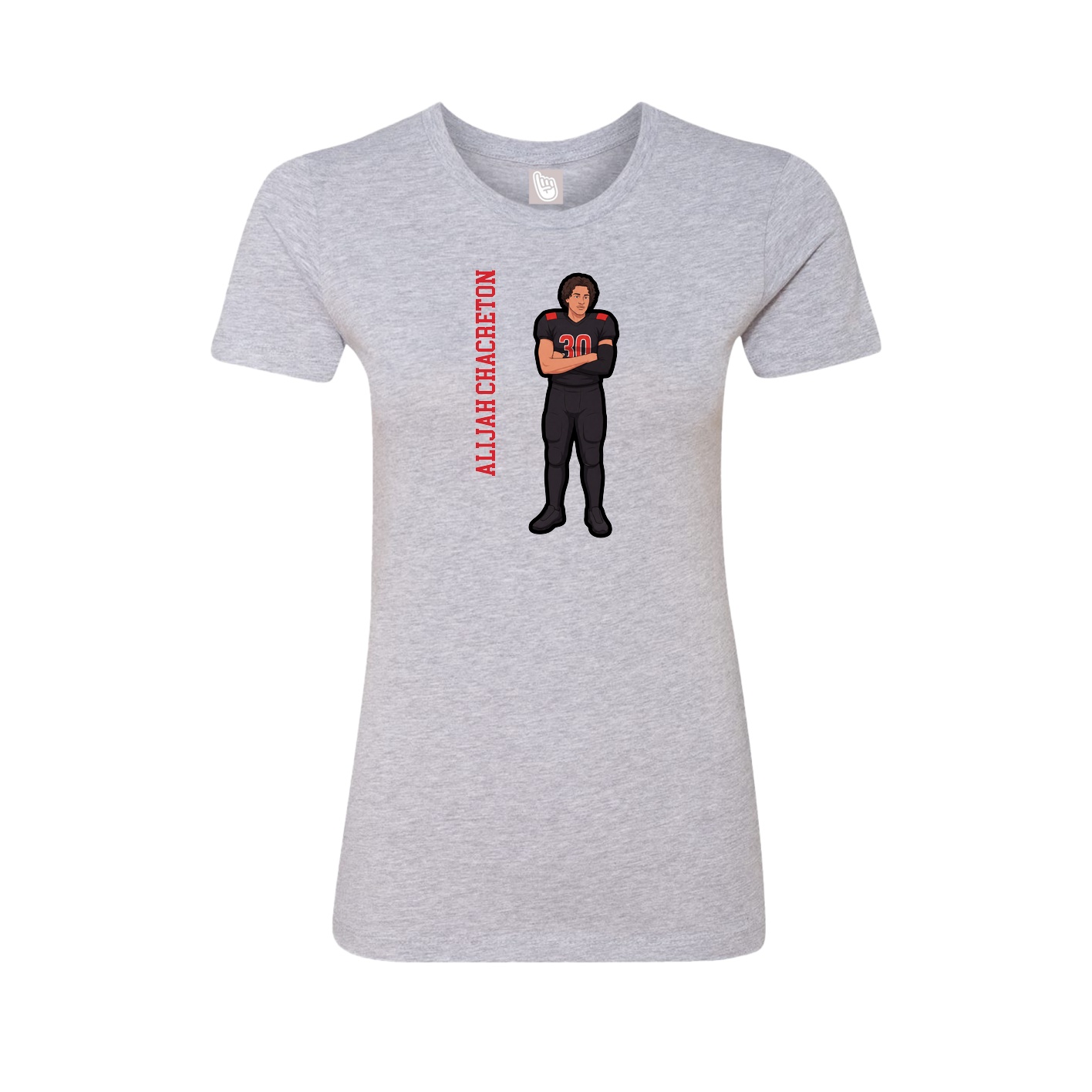 Fitted Women's Tee — Name Vertical in Grey