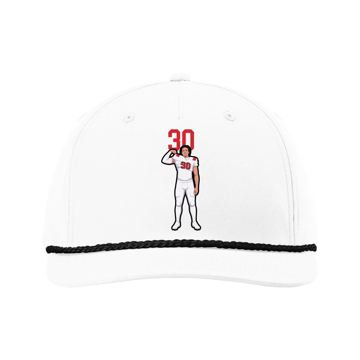 Five-Panel Classic Rope Cap — Number Top in White